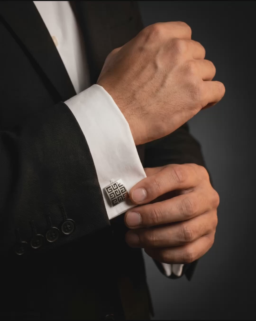 Load video: Greek Key Cufflinks Video