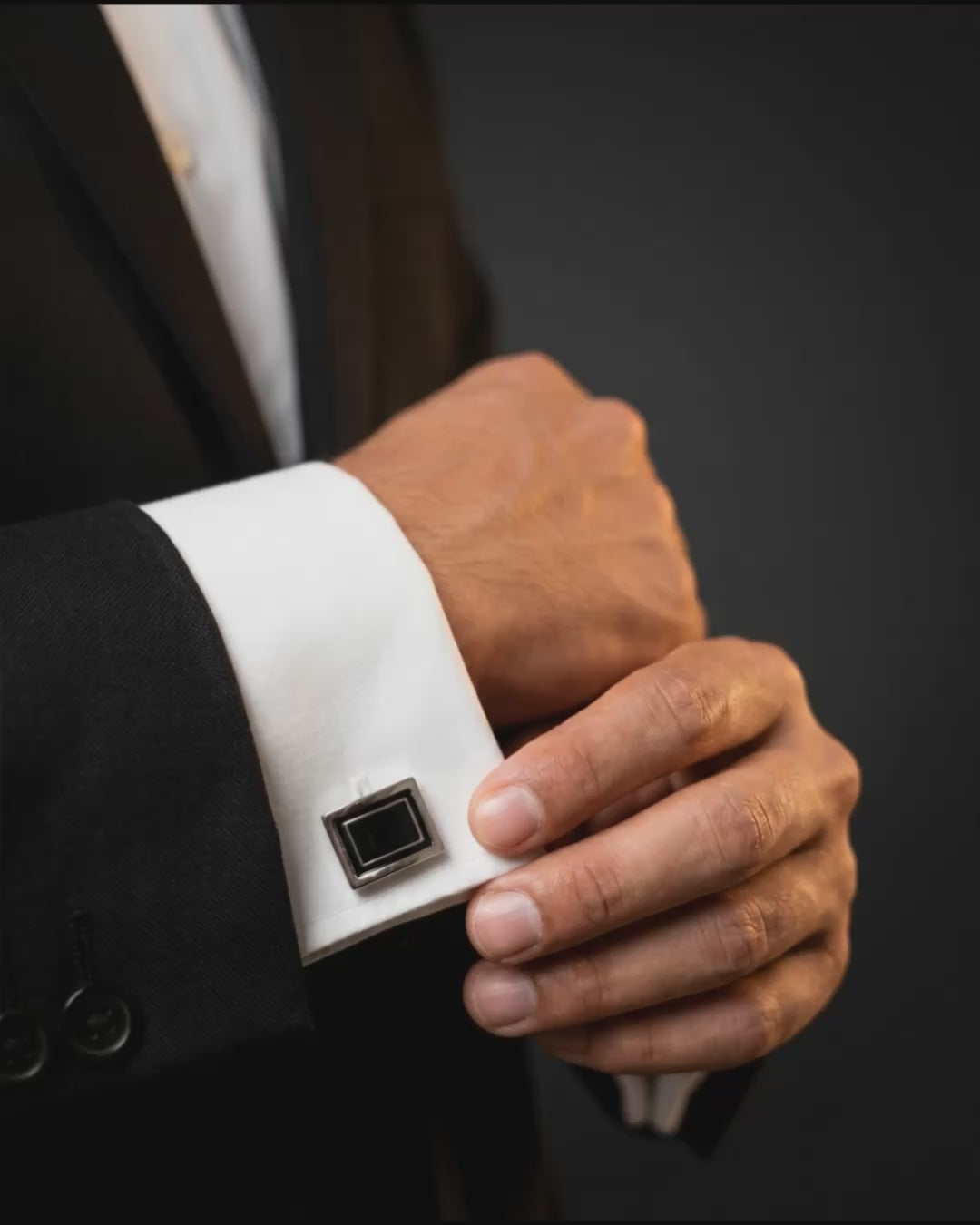 Load video: Framed Glossy Black Cufflinks Video