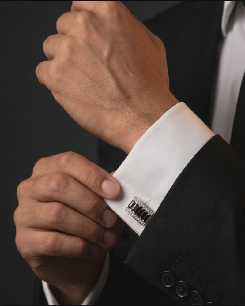 Jet Black Gemstone-Style Bar Cufflinks video