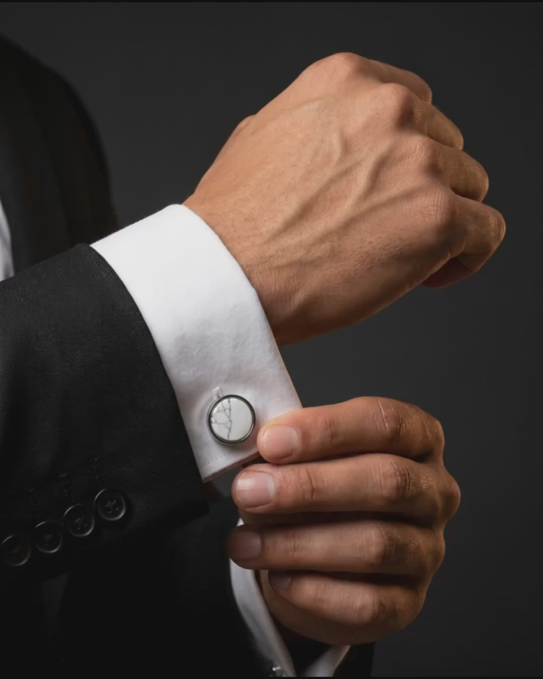 Load video: White Marble Pattern Cufflinks