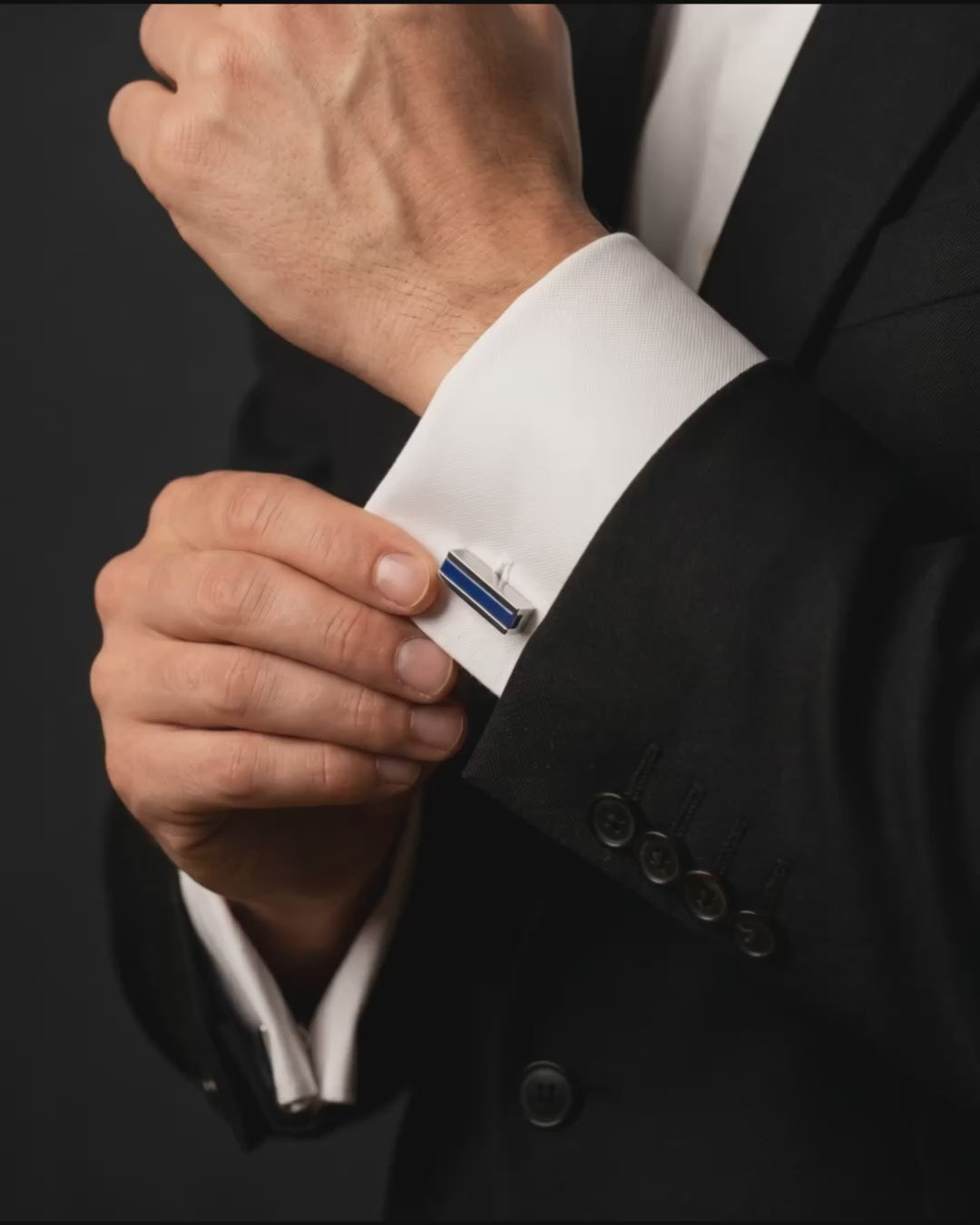 Load video: Horizontal Blue Bar Cufflinks Video