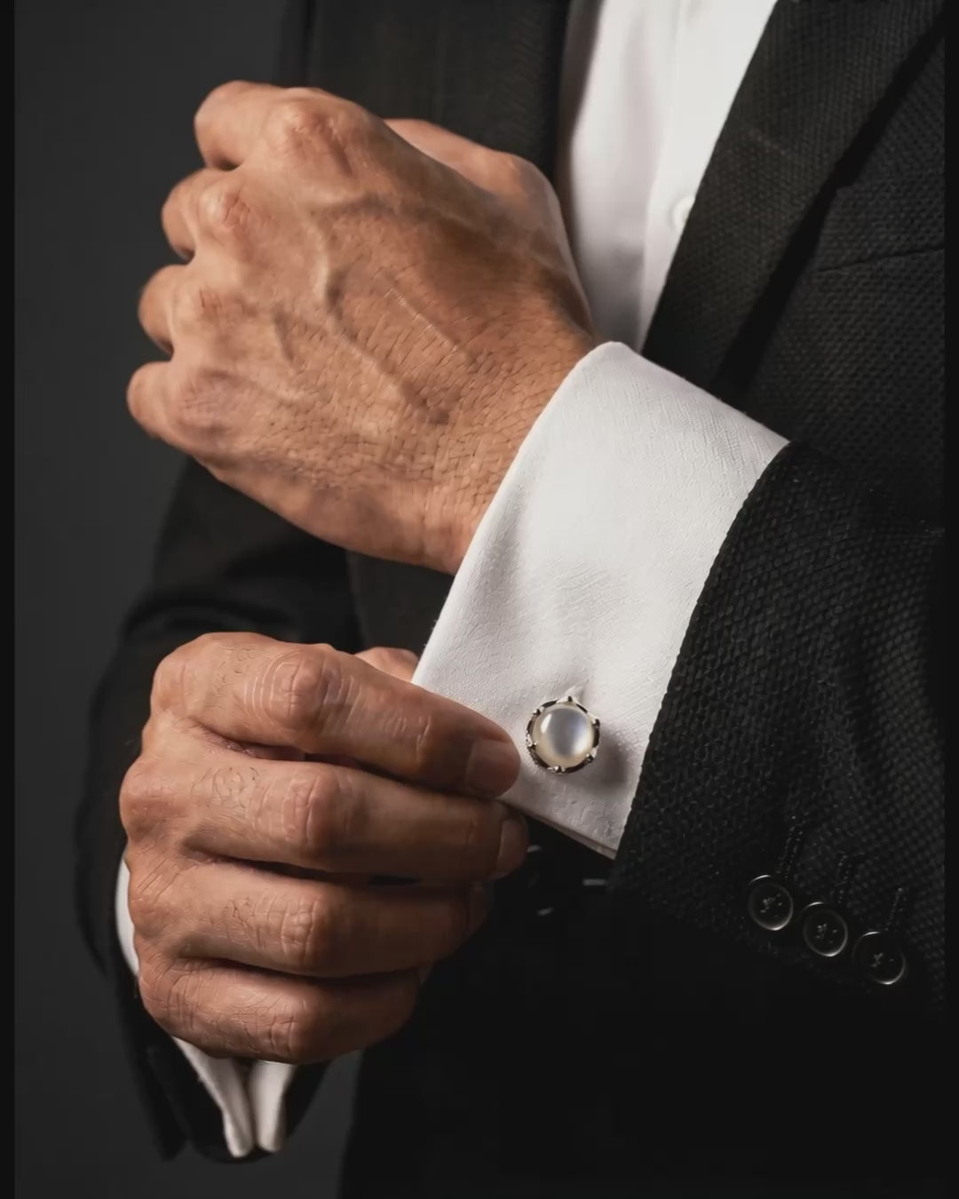 Load video: Milky White Gemstone-Style Cufflinks