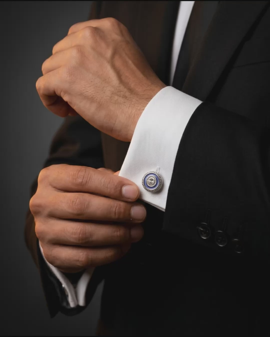 Load video: Blue Ring Crystal Cufflinks Video