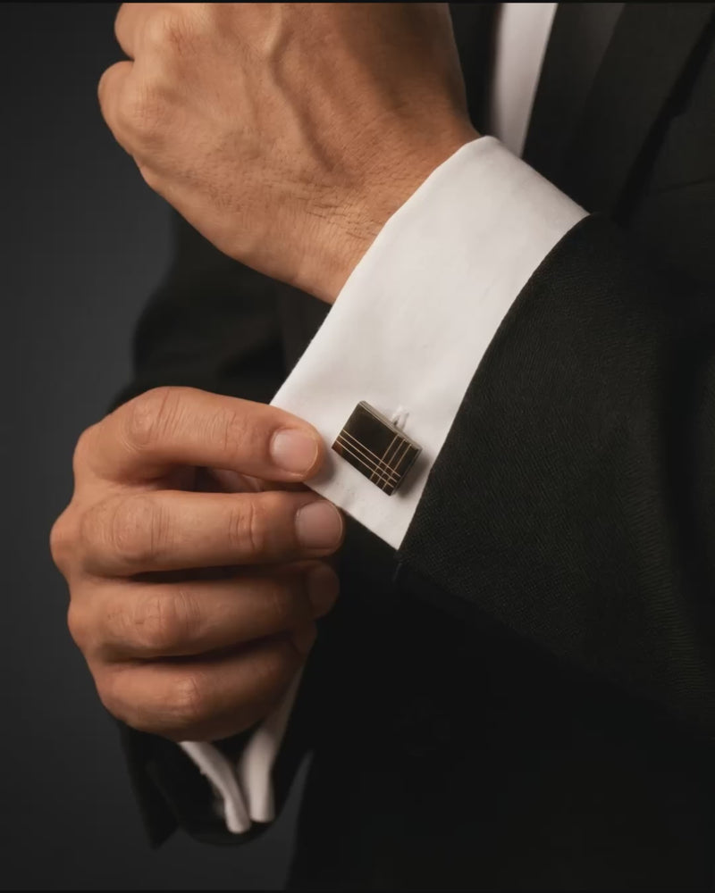 Black Corner Grid Cufflinks Video