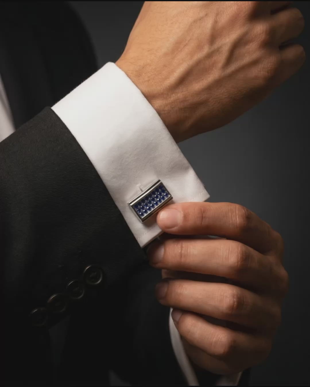 Load video: Curved Crystal Cufflinks