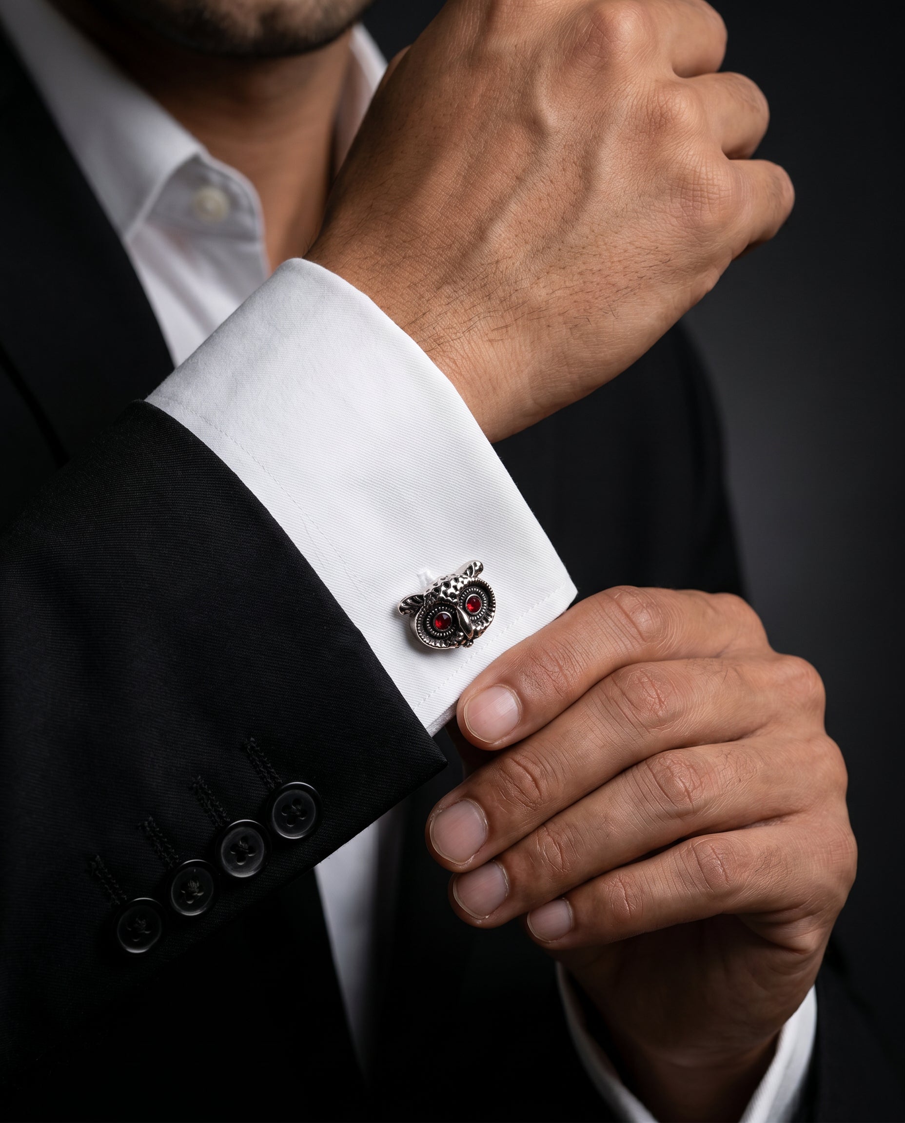 Red-Eyed Owl Gemstone-Style Cufflinks