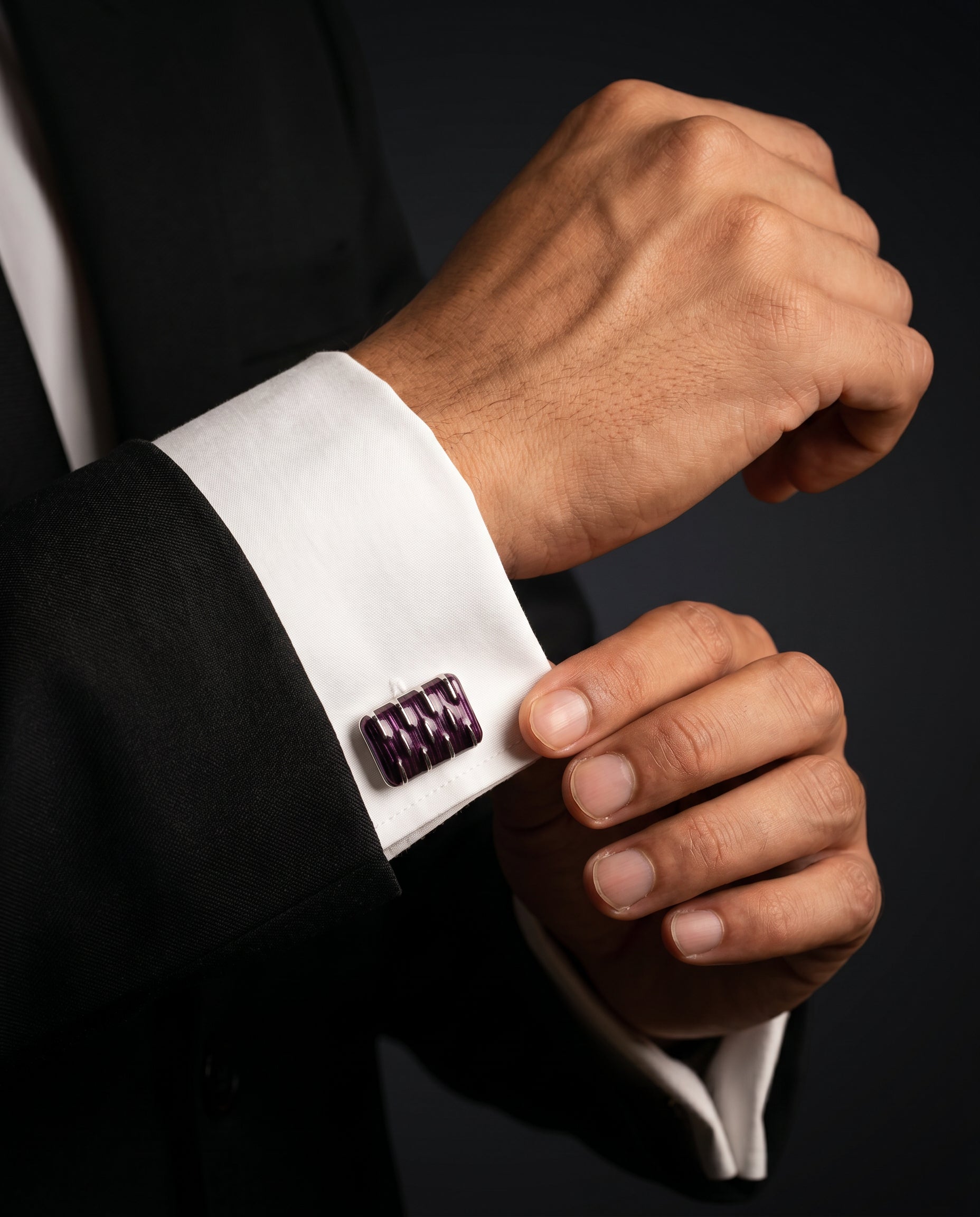 Wine Red Gemstone-Style Bar Cufflinks by Tivaaro