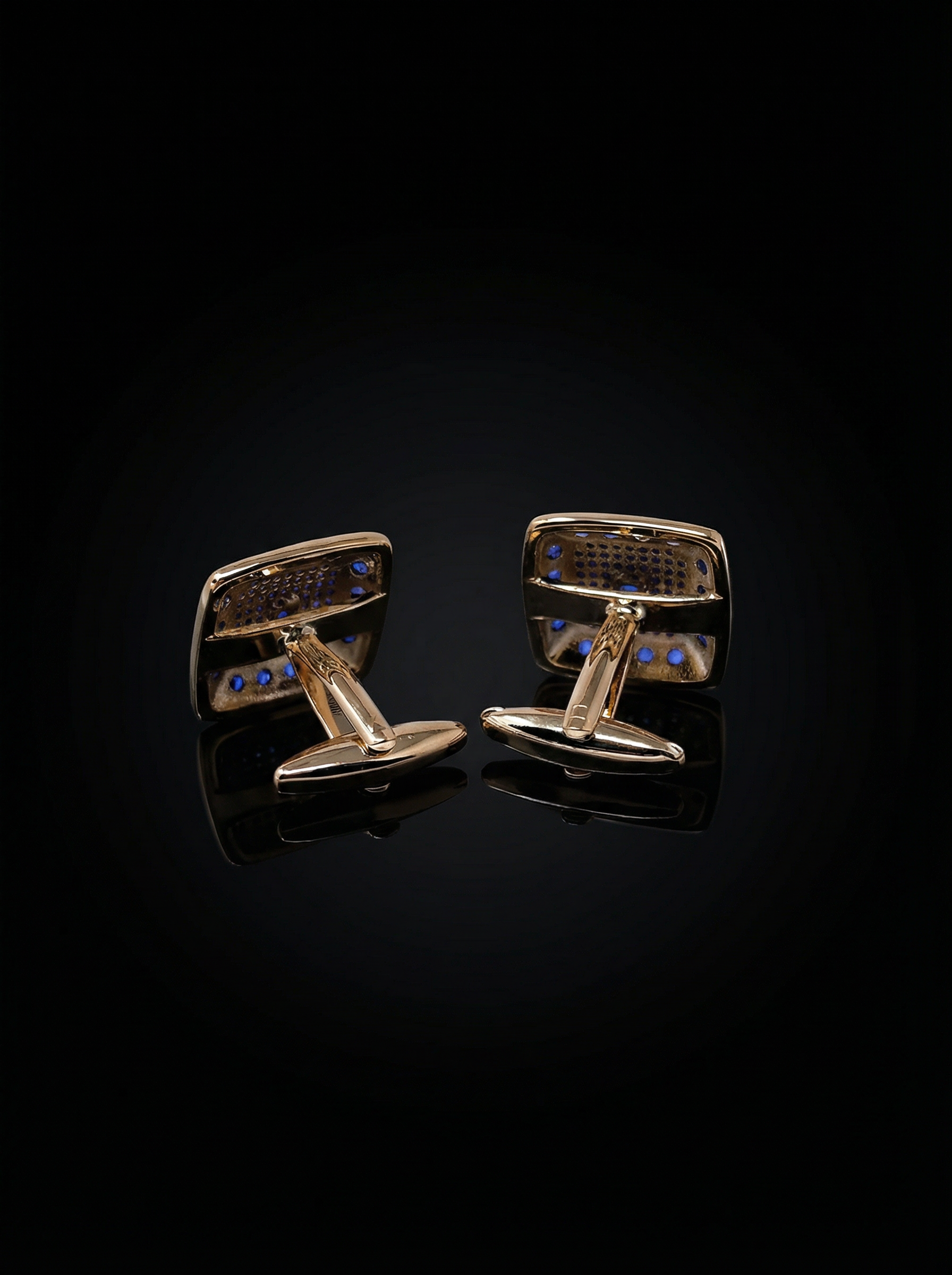 Refined Blue Stone Grid Cufflinks Tivaaro