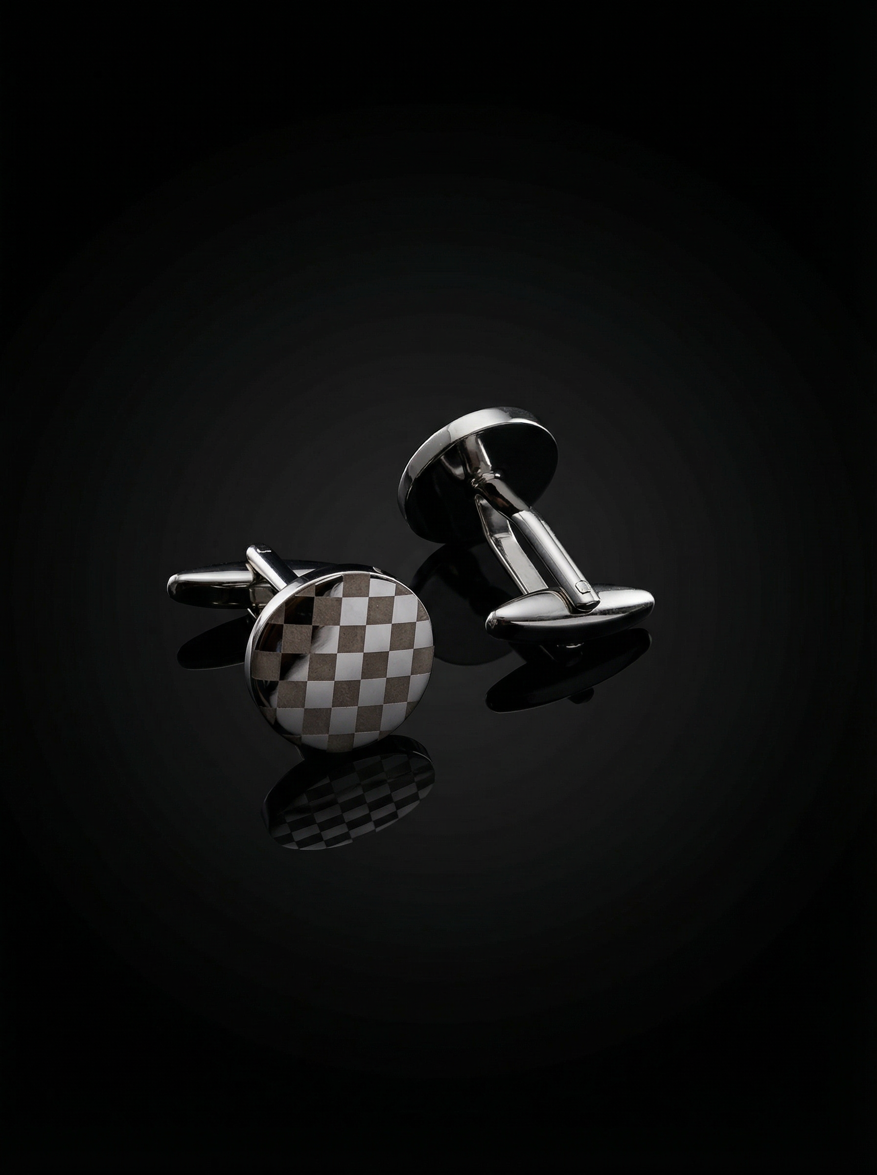 Round Checkerboard Cufflinks Tivaaro