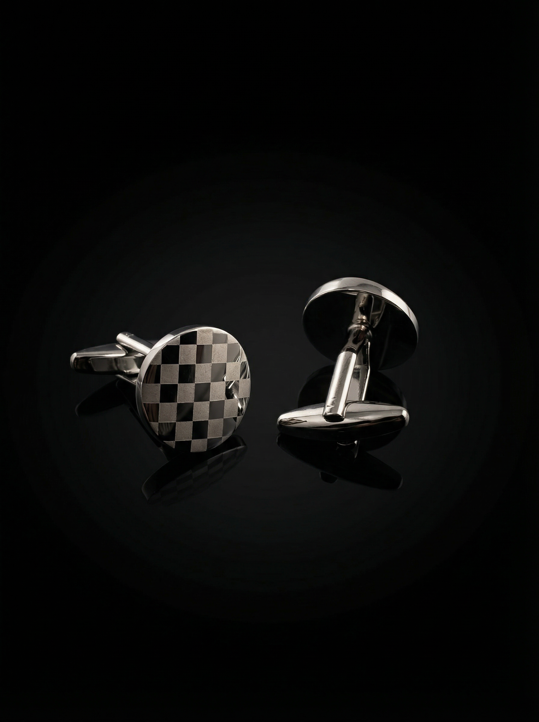 Round Checkerboard Cufflinks Tivaaro