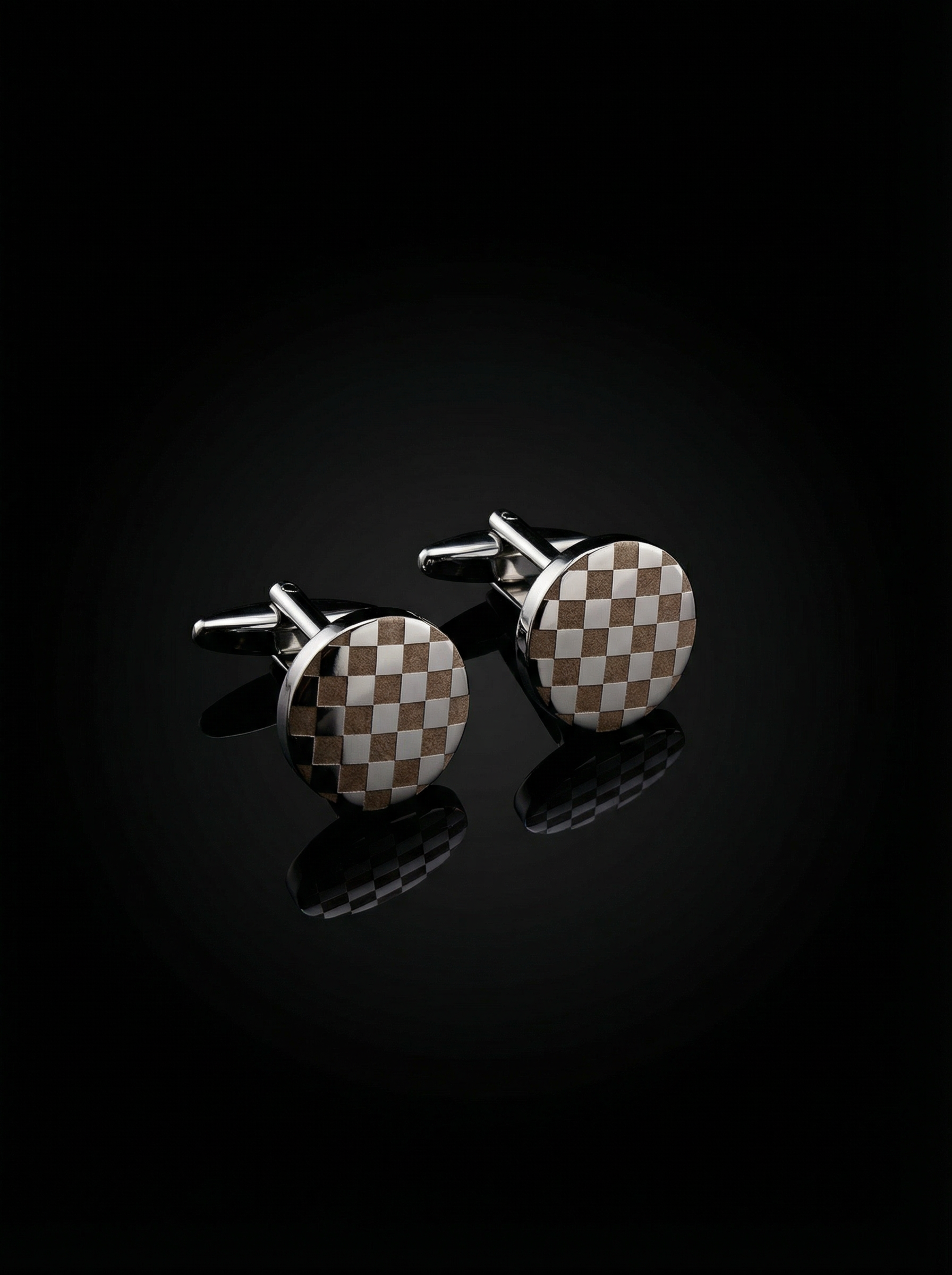 Round Checkerboard Cufflinks Tivaaro