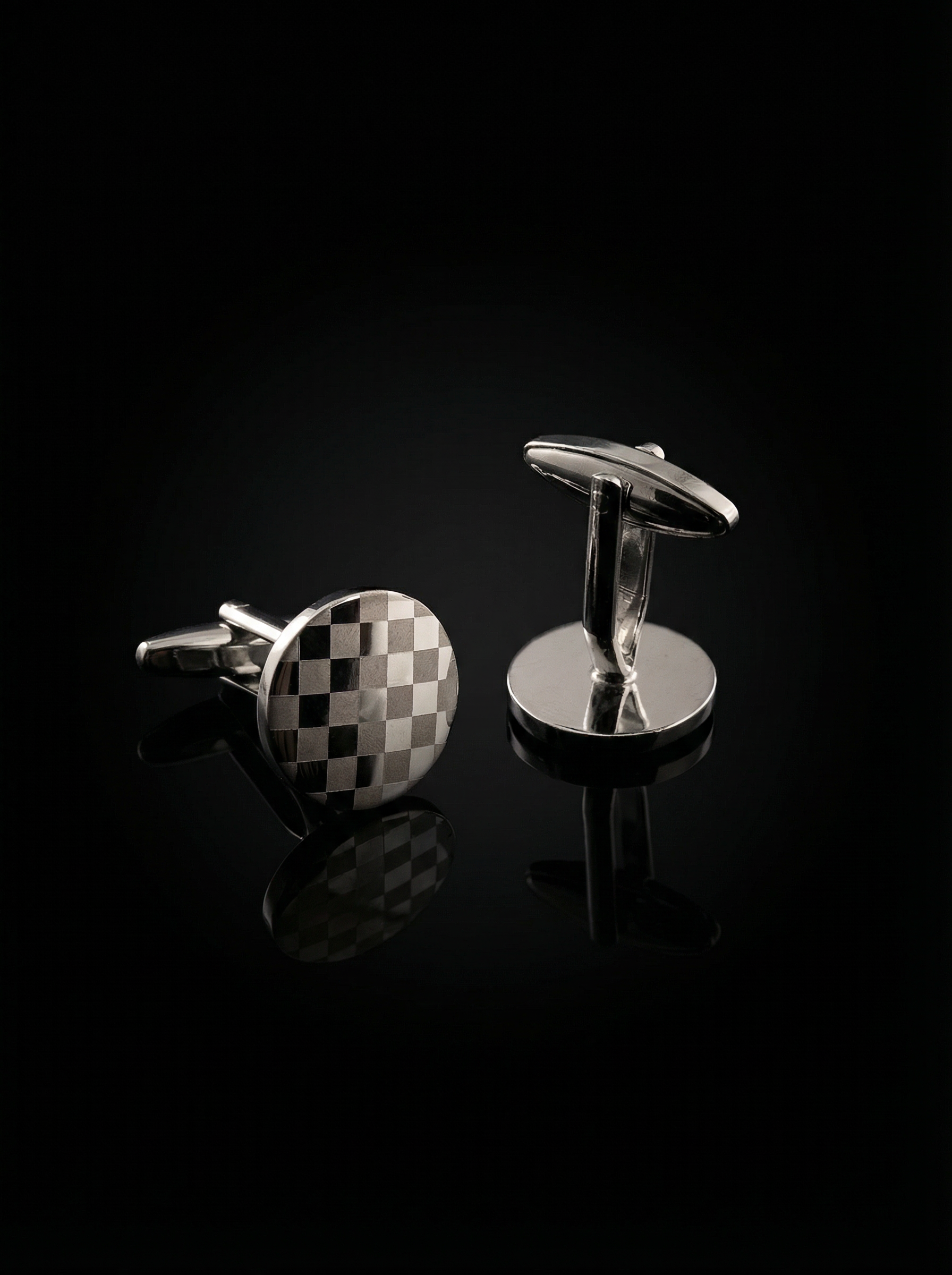 Round Checkerboard Cufflinks Tivaaro