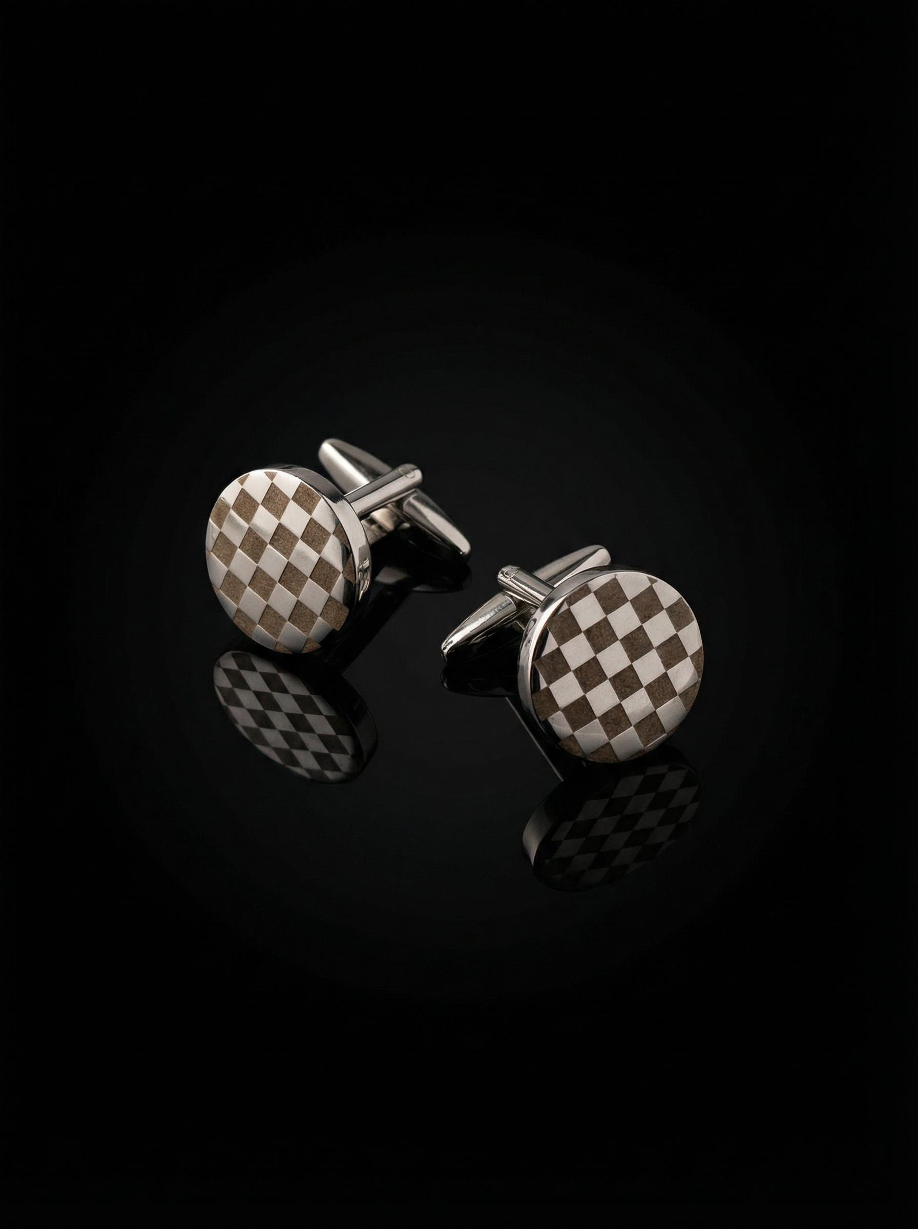 Round Checkerboard Cufflinks Tivaaro