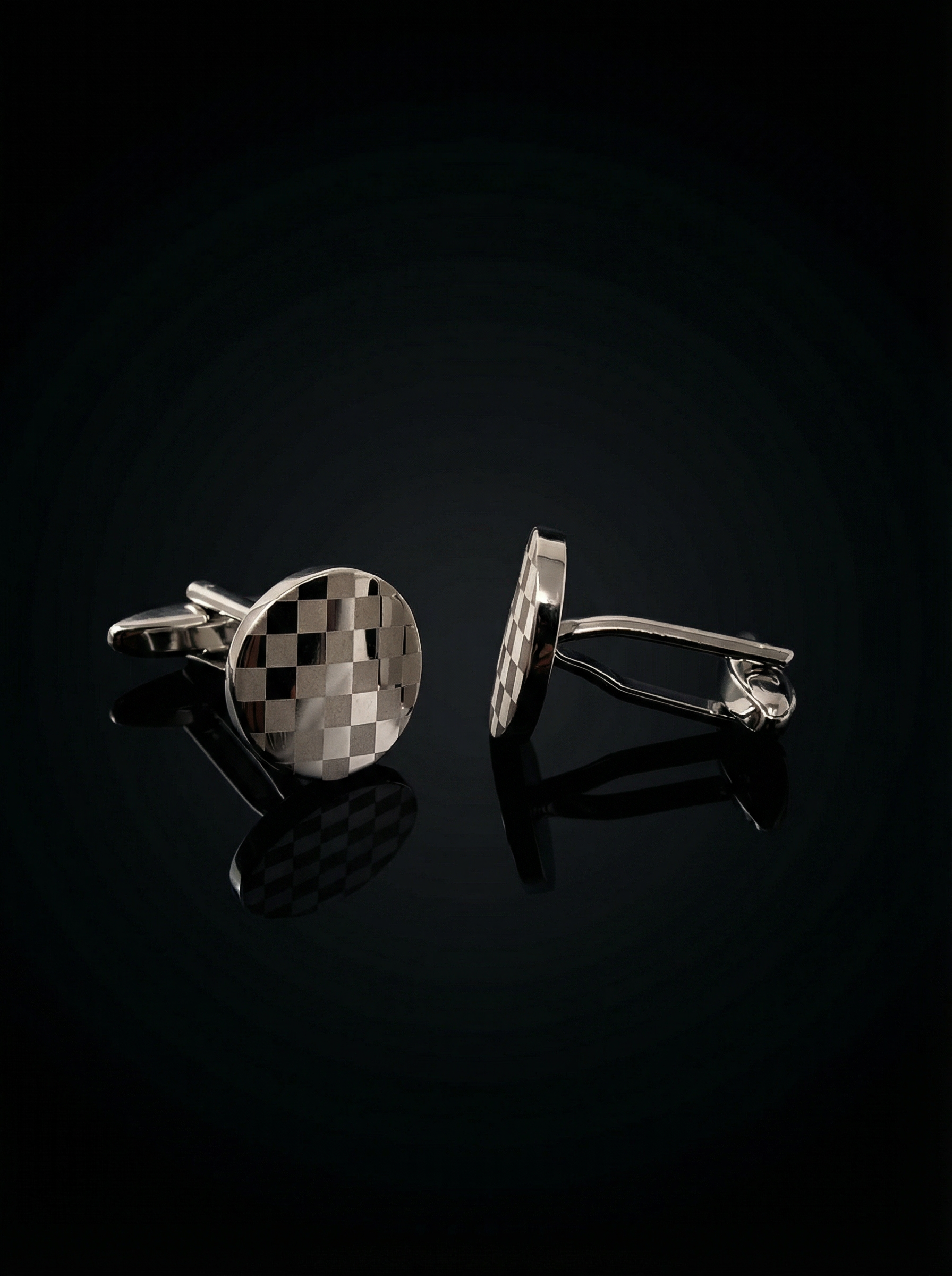 Round Checkerboard Cufflinks Tivaaro