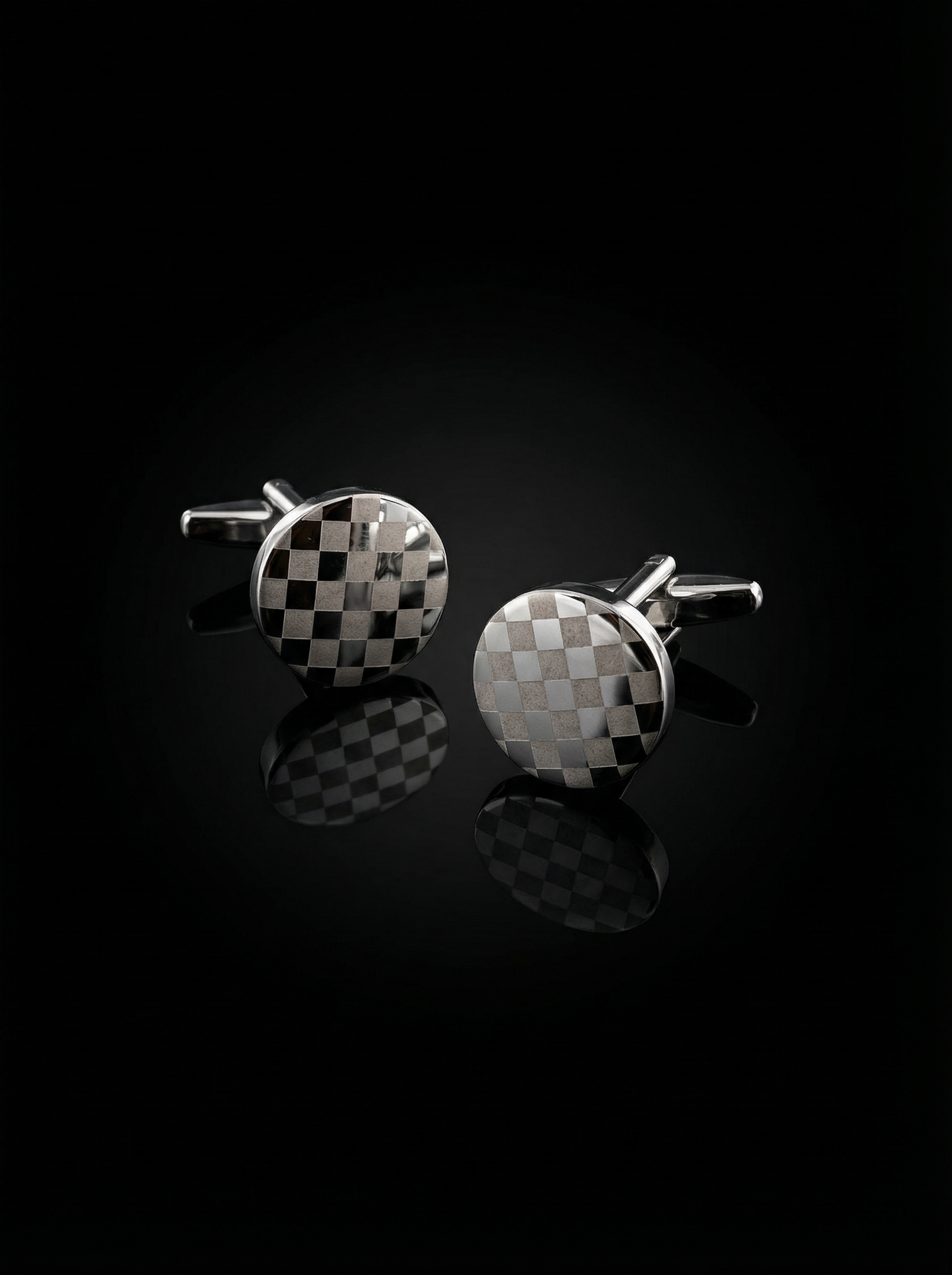Round Checkerboard Cufflinks Tivaaro