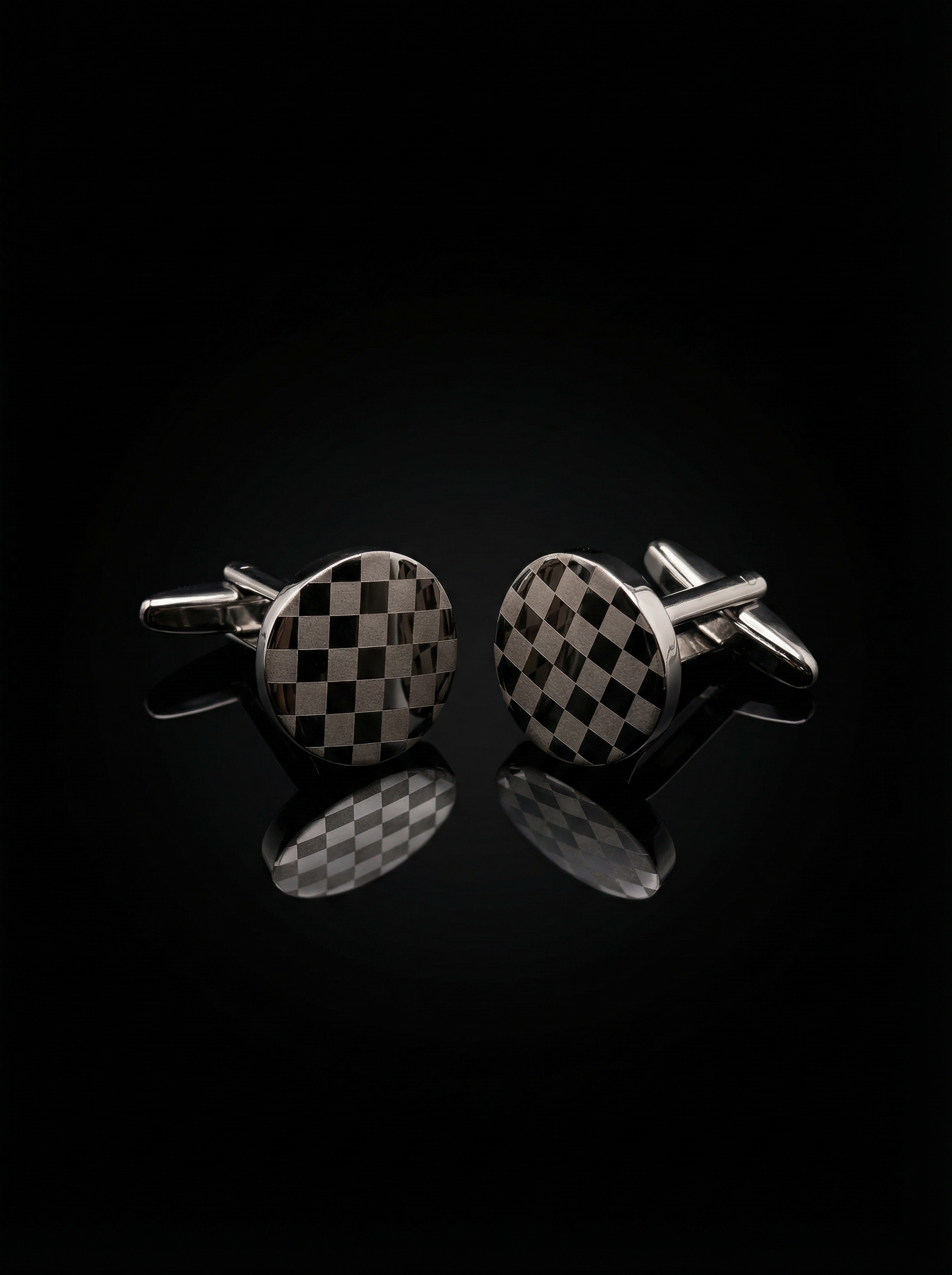 Round Checkerboard Cufflinks Tivaaro
