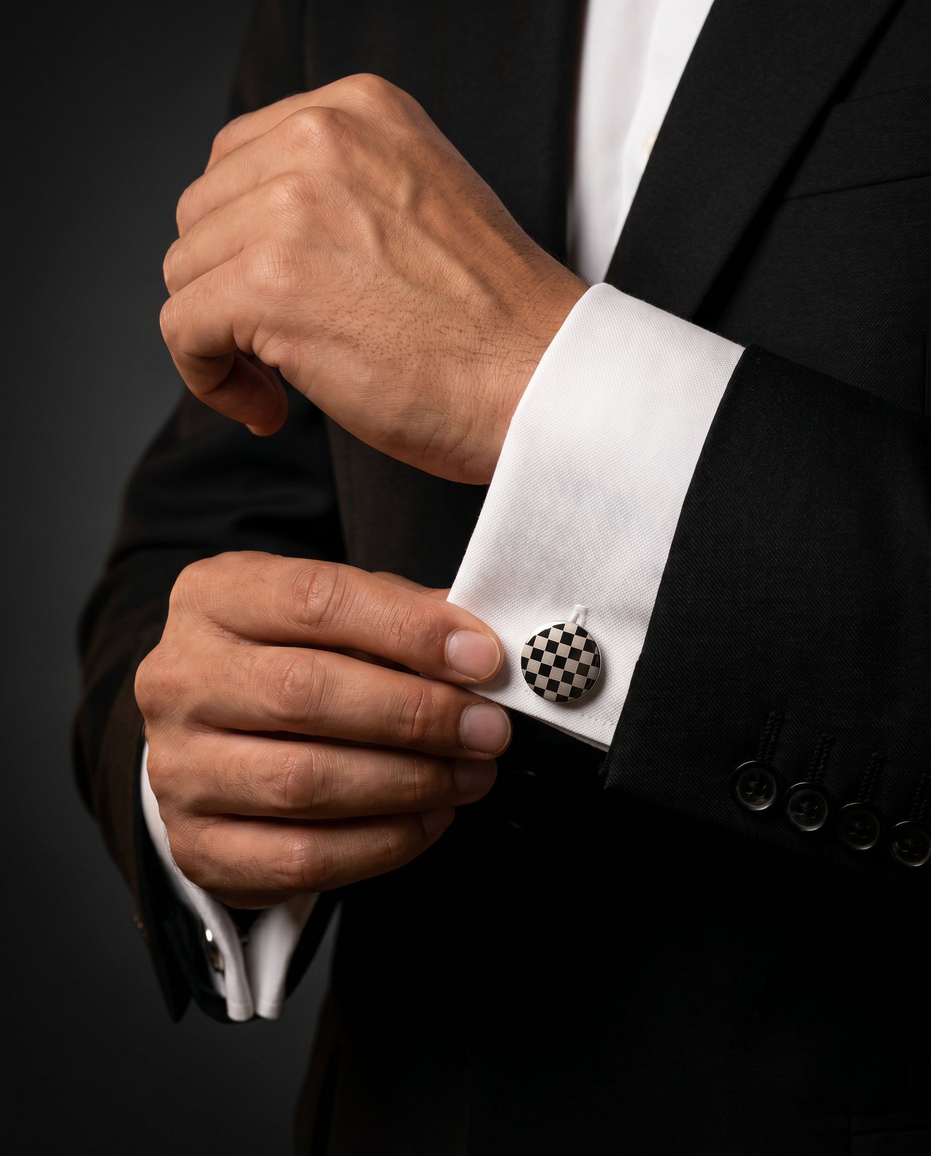 Round Checkerboard Cufflinks