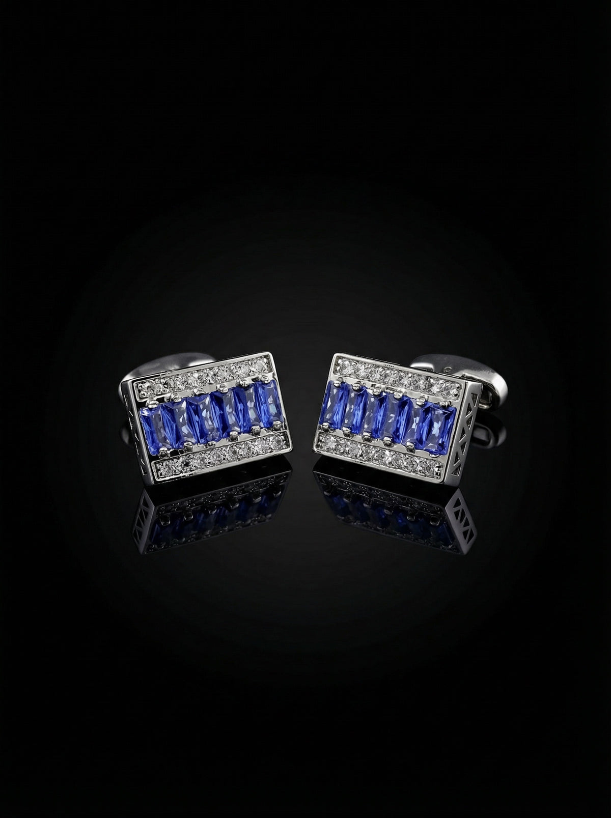 Sapphire-Blue Gemstone-Style Bar Cufflinks