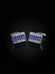 Sapphire-Blue Gemstone-Style Bar Cufflinks