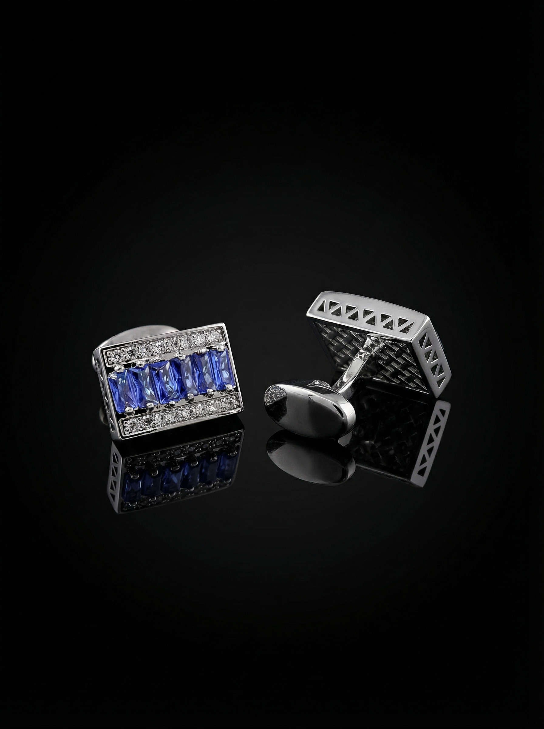 Sapphire Crystal Bar Cufflinks Tivaaro