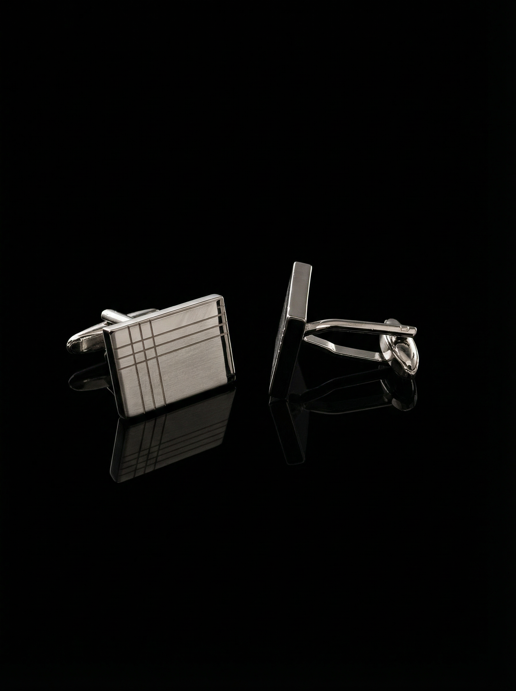 Silver Corner Grid Cufflinks Tivaaro