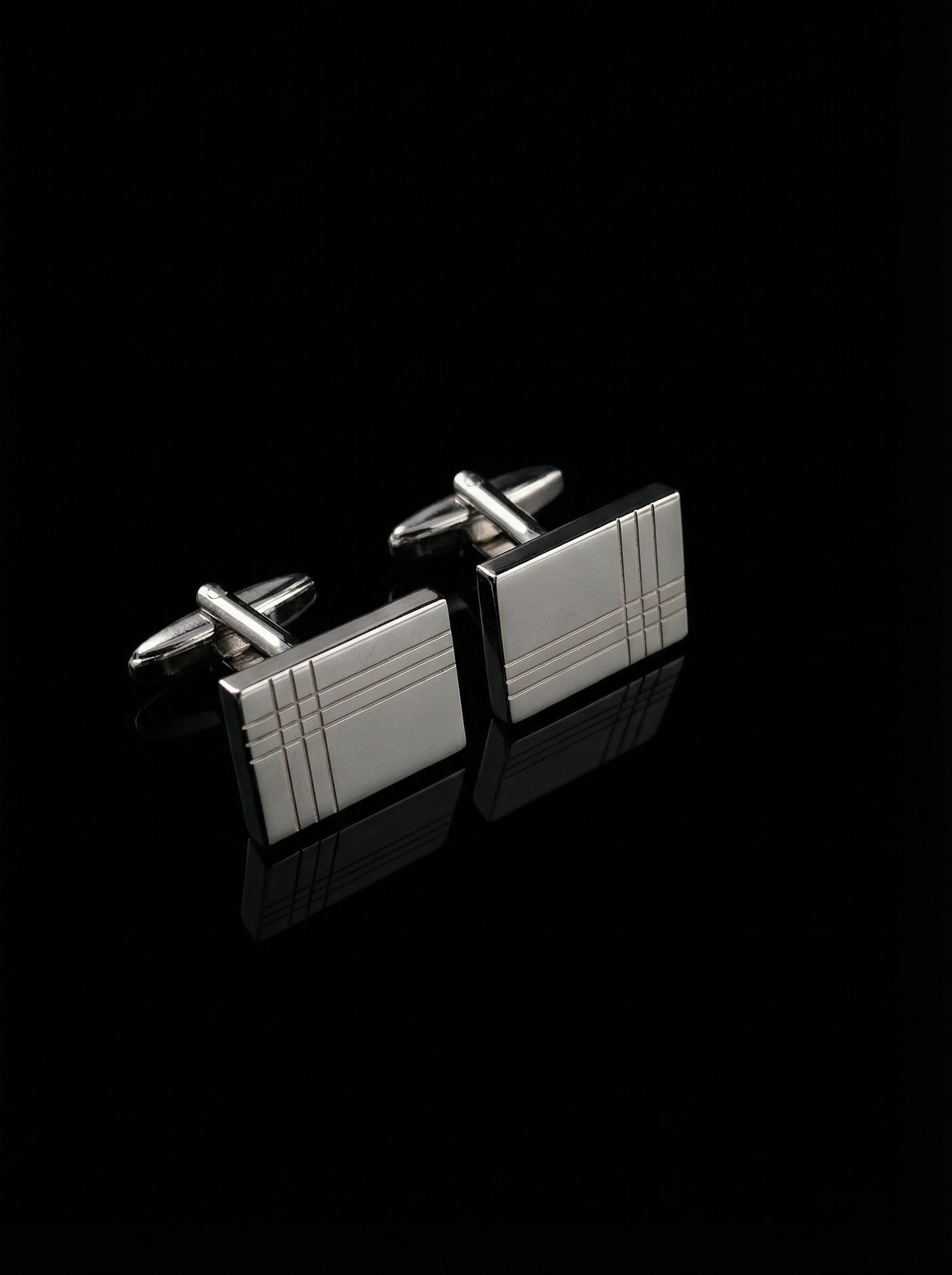 Silver Corner Grid Cufflinks Tivaaro
