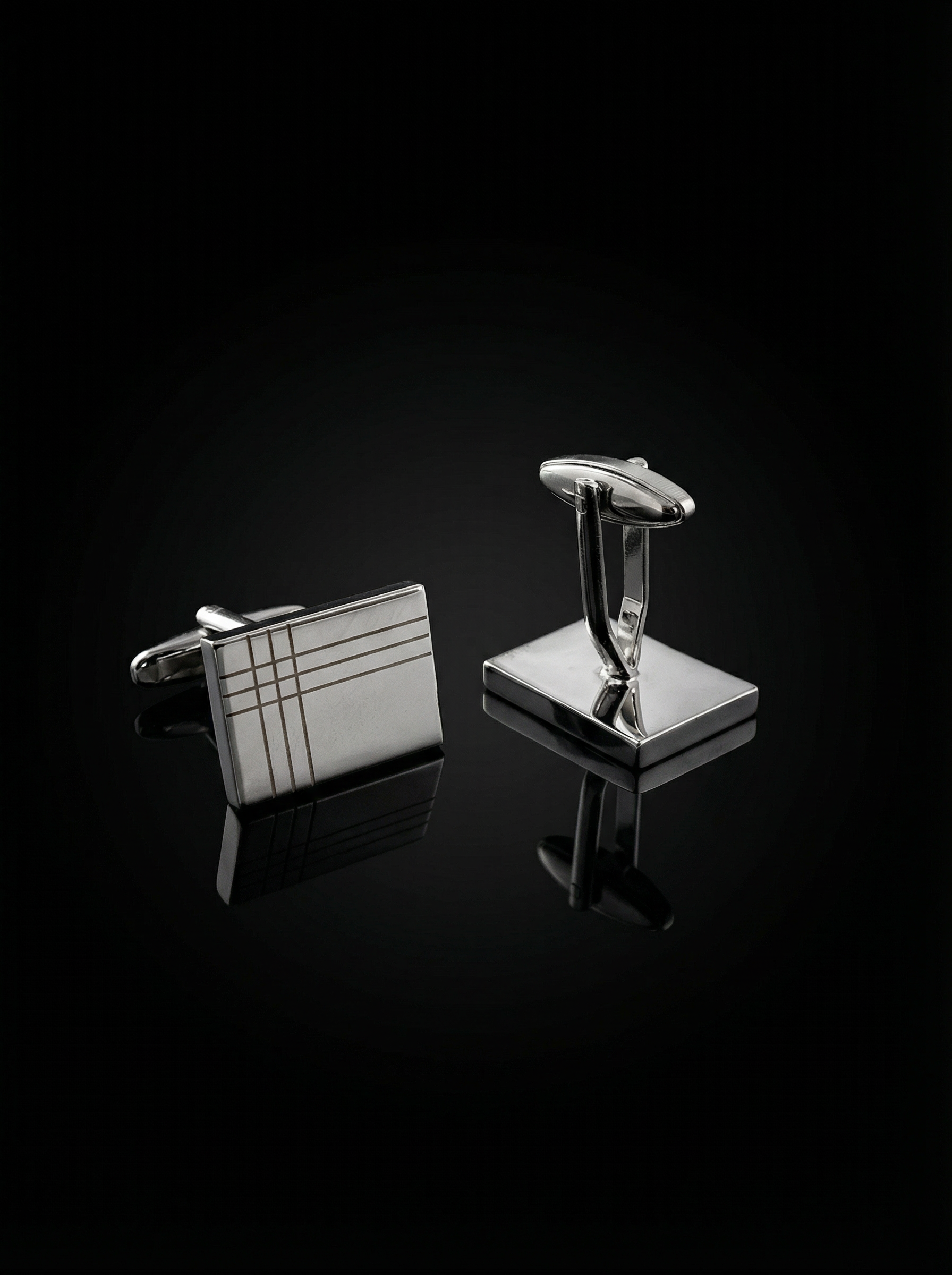 Silver Corner Grid Cufflinks Tivaaro
