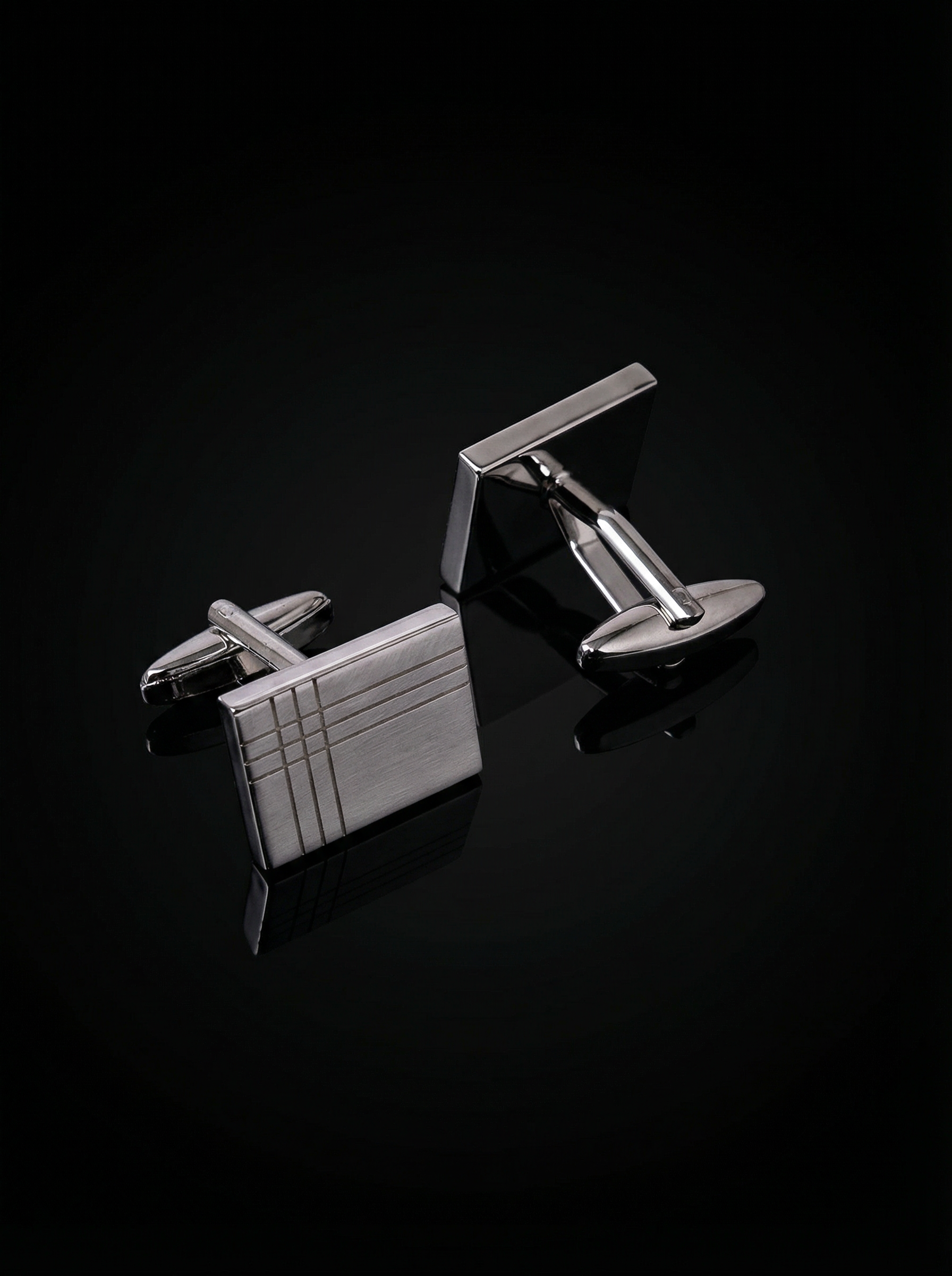 Silver Corner Grid Cufflinks Tivaaro