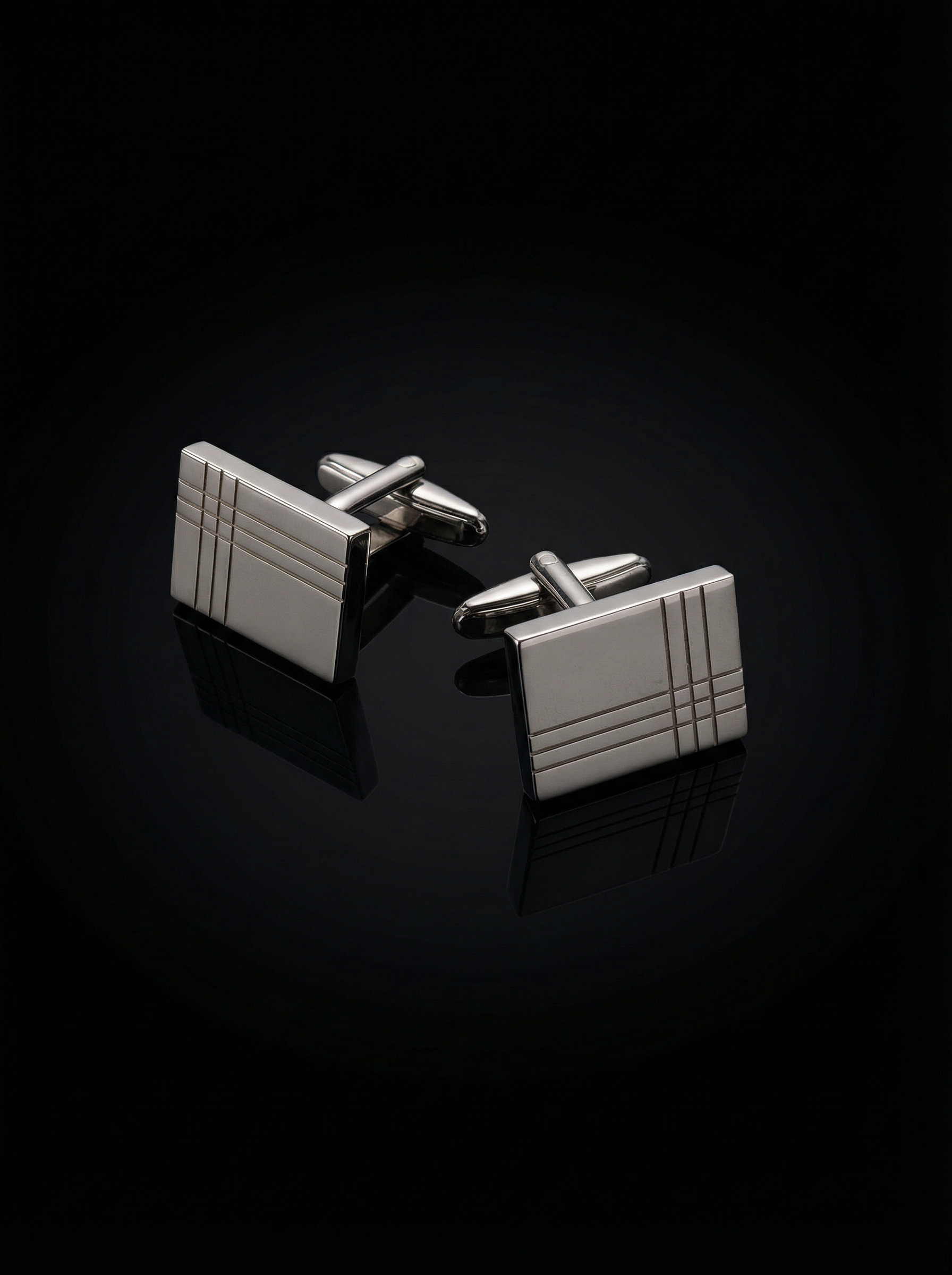 Silver Corner Grid Cufflinks Tivaaro