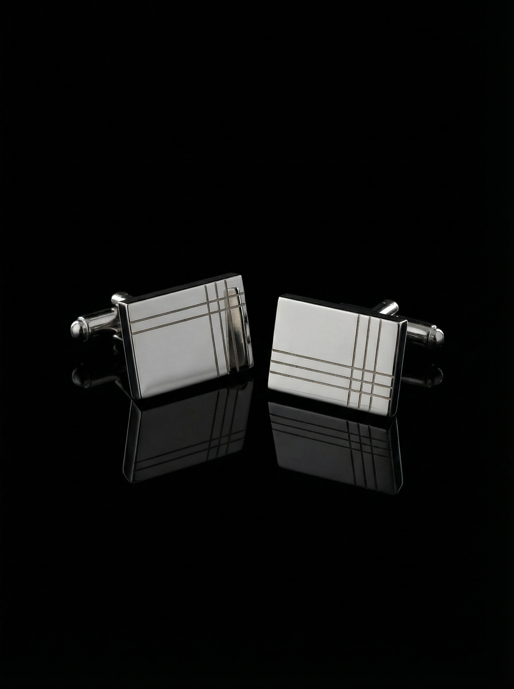 Silver Corner Grid Cufflinks Tivaaro