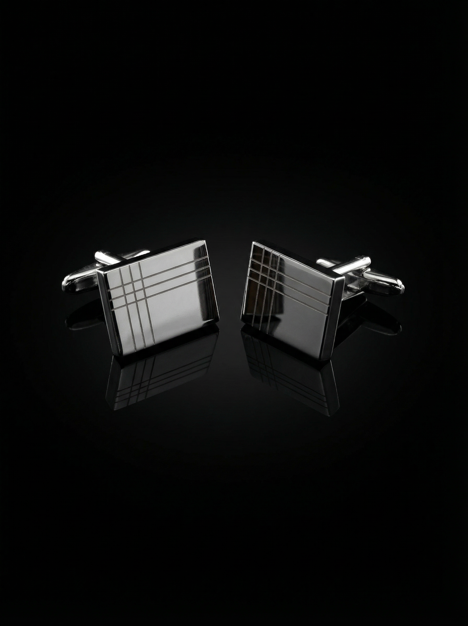 Silver Corner Grid Cufflinks Tivaaro