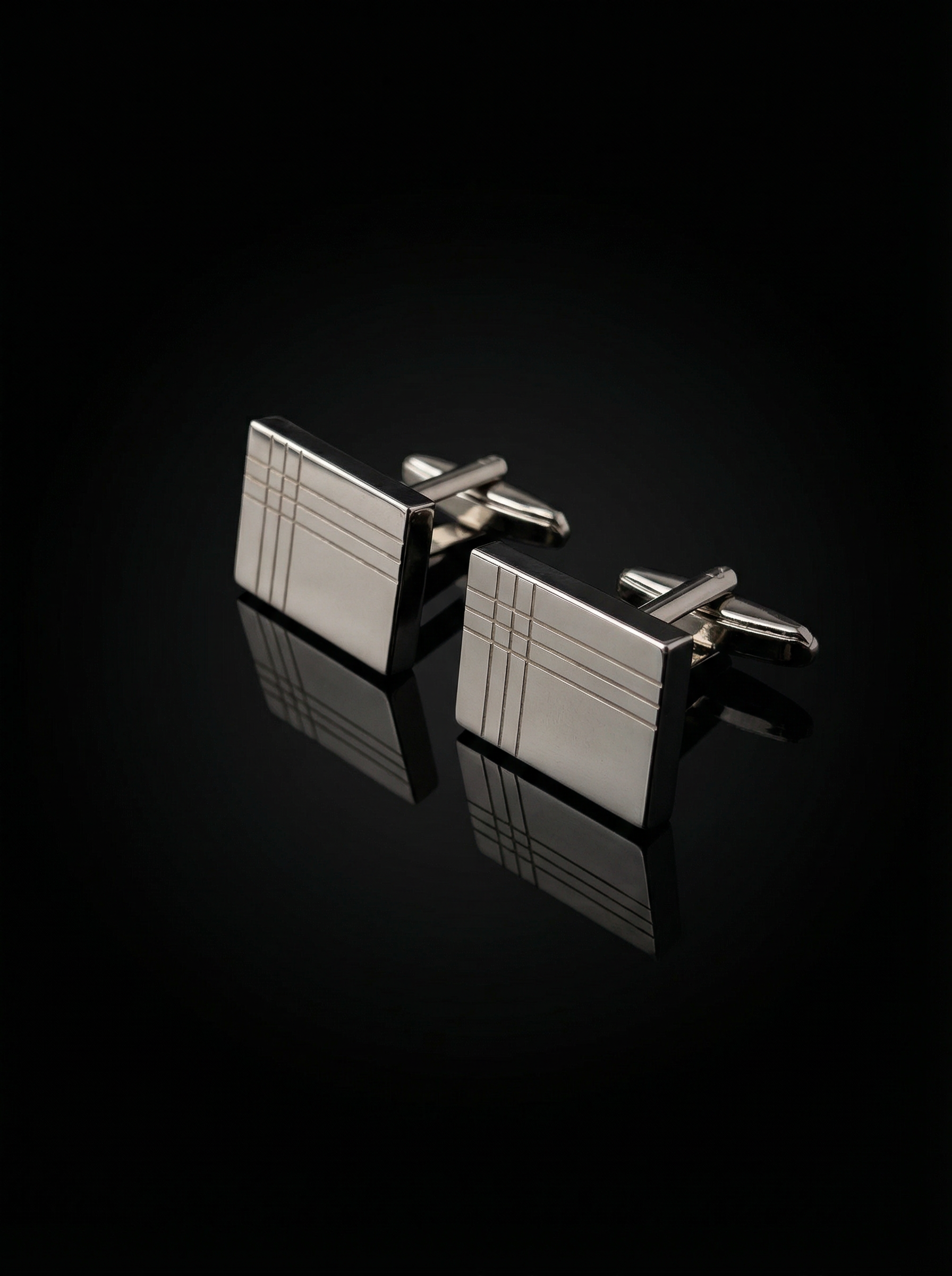 Silver Corner Grid Cufflinks Tivaaro