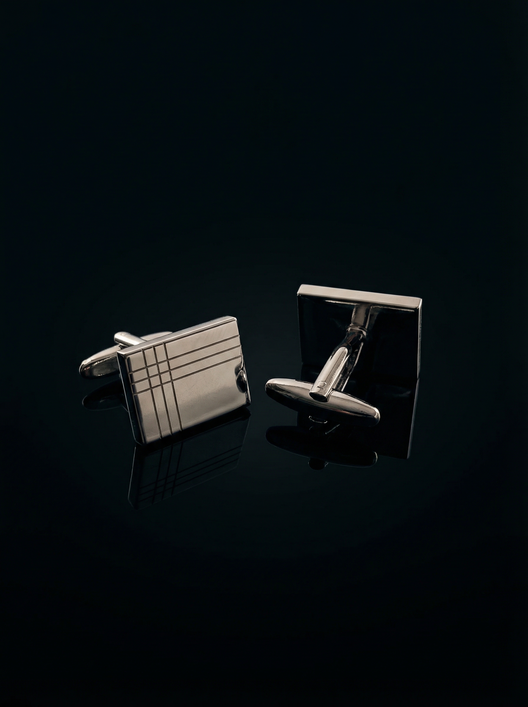 Silver Corner Grid Cufflinks Tivaaro