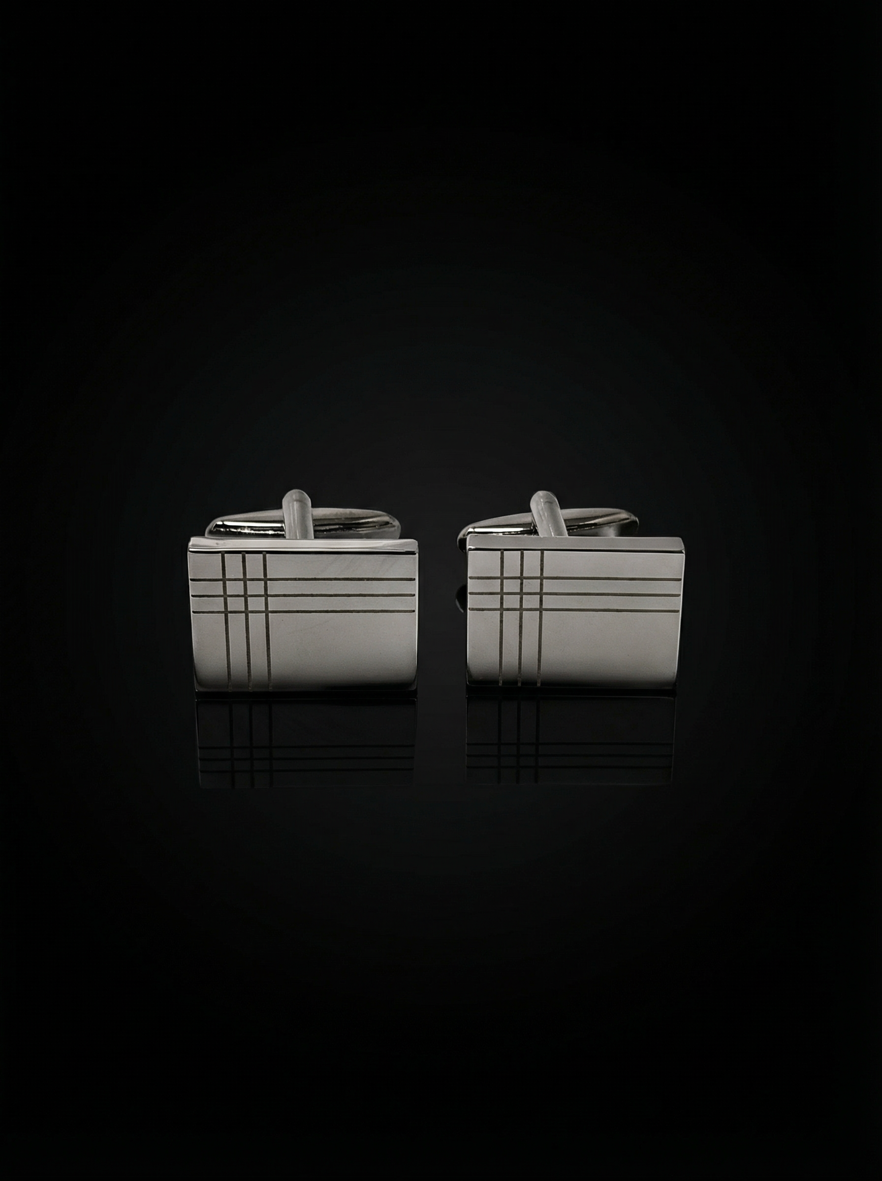 Silver Corner Grid Cufflinks Tivaaro