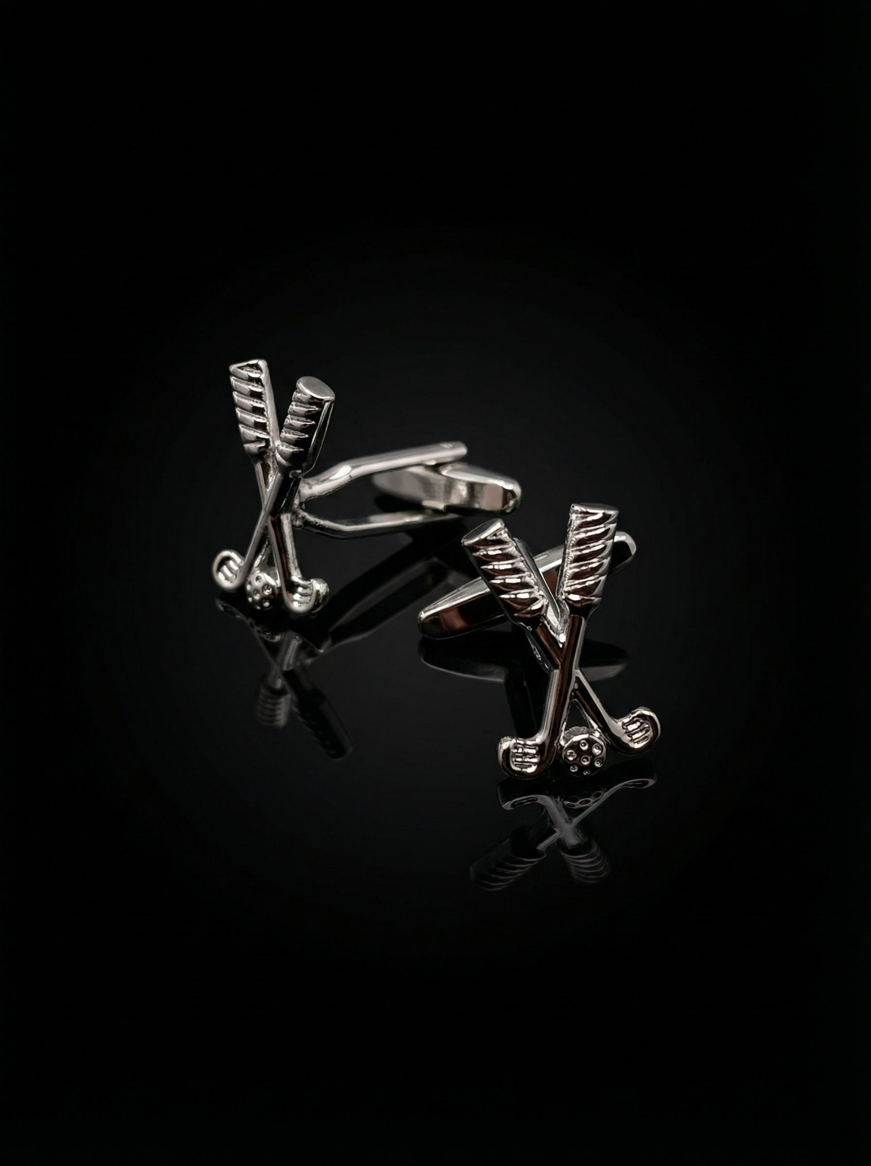 Silver Crossed Golf Cufflinks Tivaaro