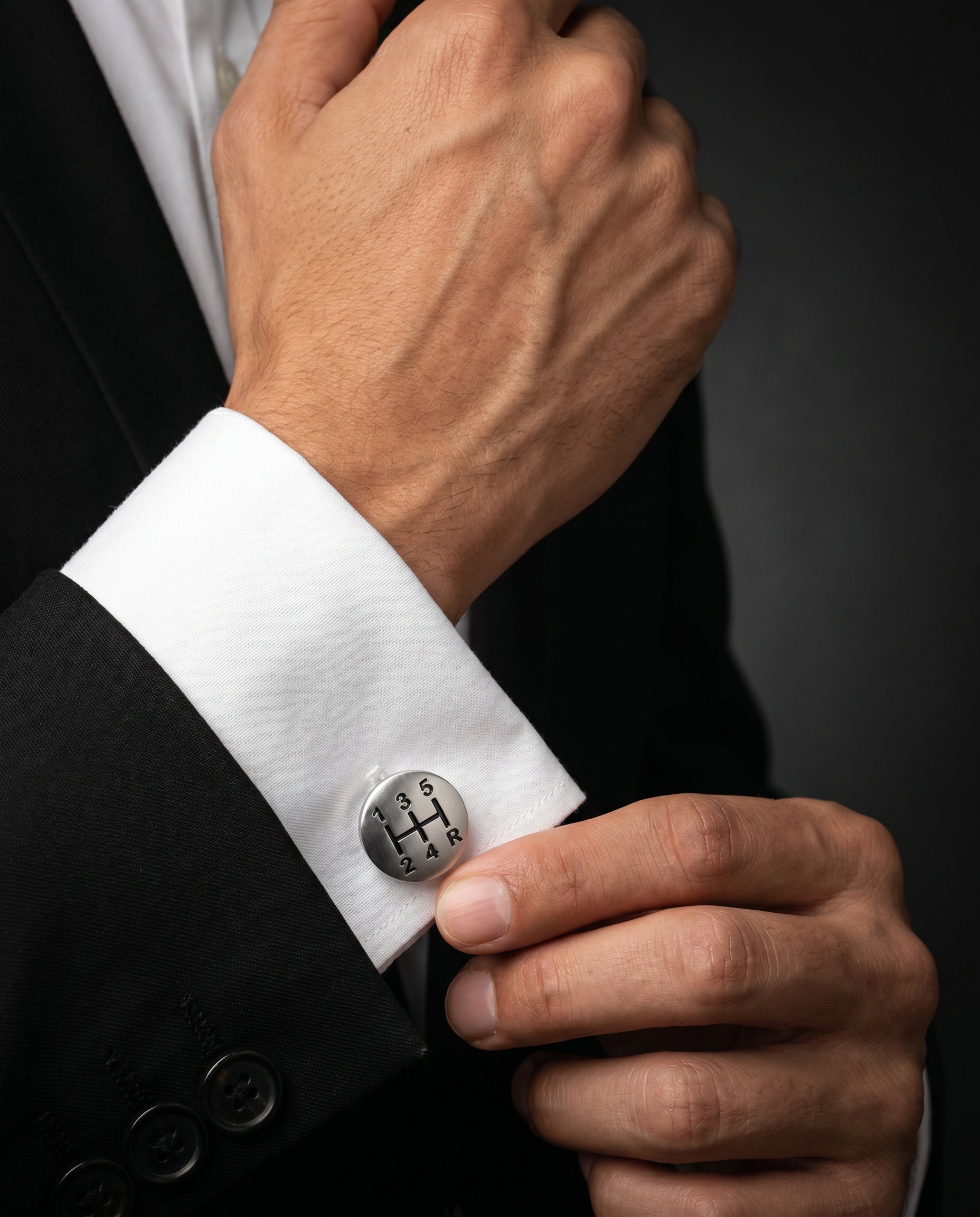 Silver-Tone Gear Shift Cufflinks by Tivaaro