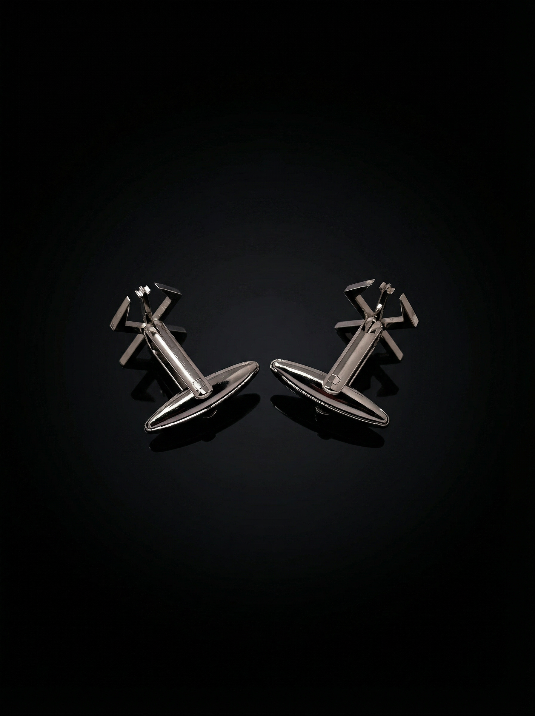 Silver Geometric Openwork Cufflinks Tivaaro