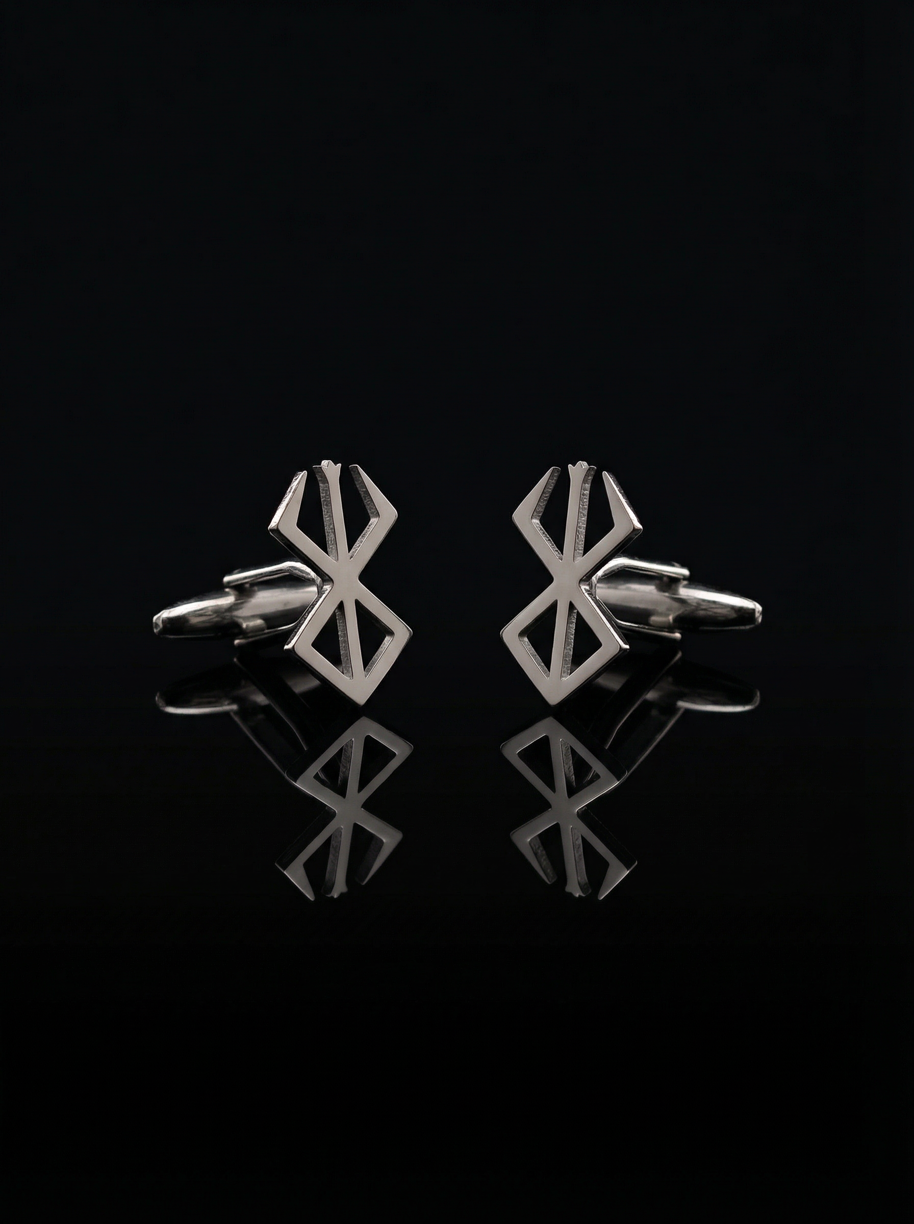 Silver Geometric Openwork Cufflinks Tivaaro