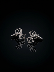 Silver Geometric Openwork Cufflinks Tivaaro