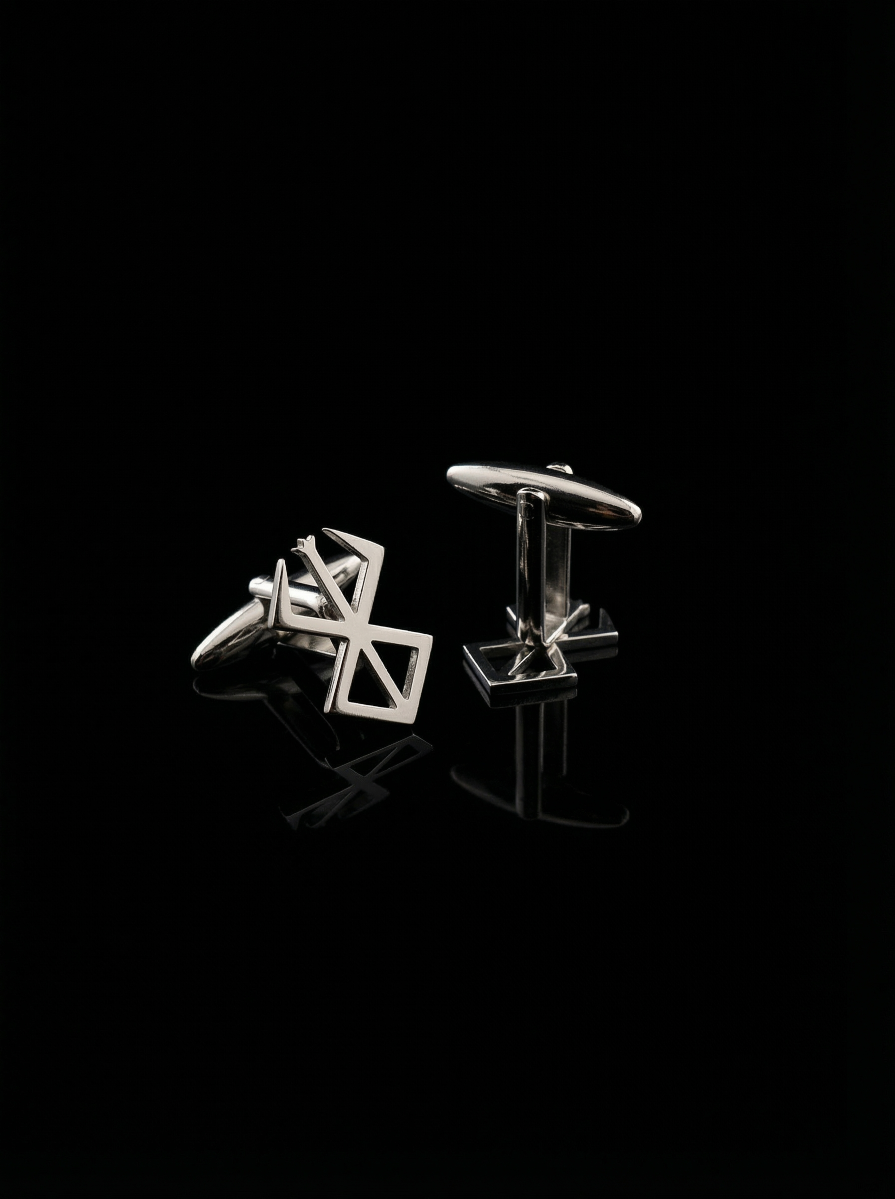 Silver Geometric Openwork Cufflinks Tivaaro