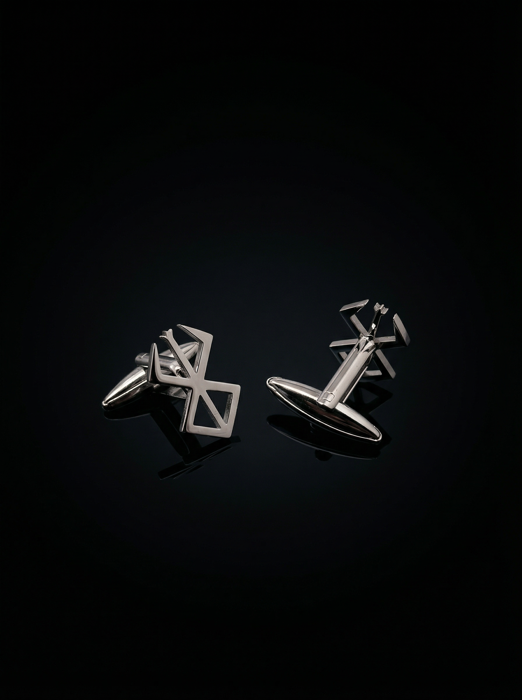 Silver Geometric Openwork Cufflinks Tivaaro