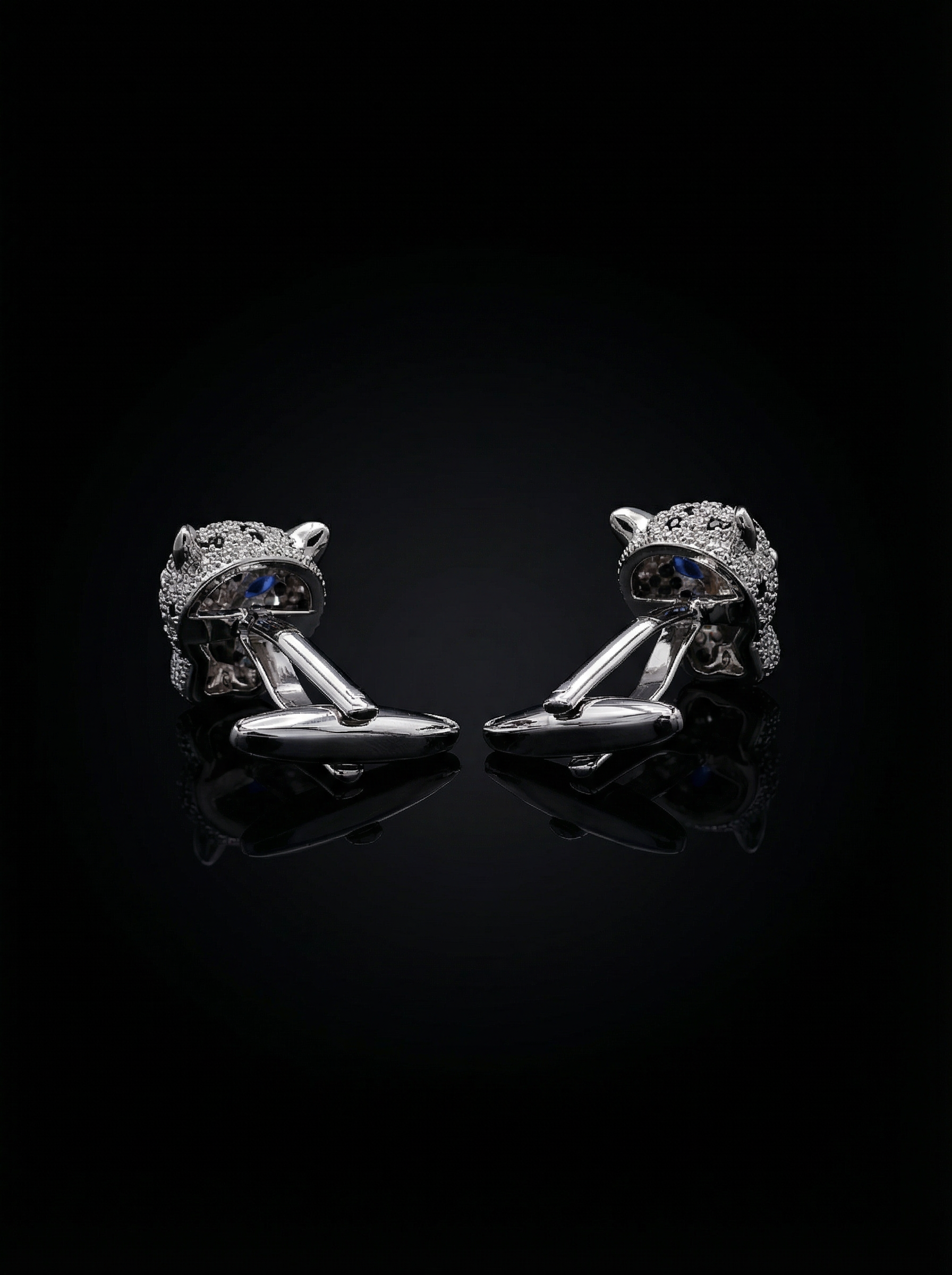 Silver Jeweled Leopard Cufflinks Tivaaro