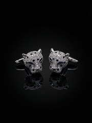 Silver Jeweled Leopard Cufflinks Tivaaro