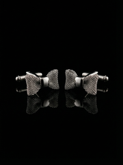 Silver Mesh Bow Tie Cufflinks Tivaaro