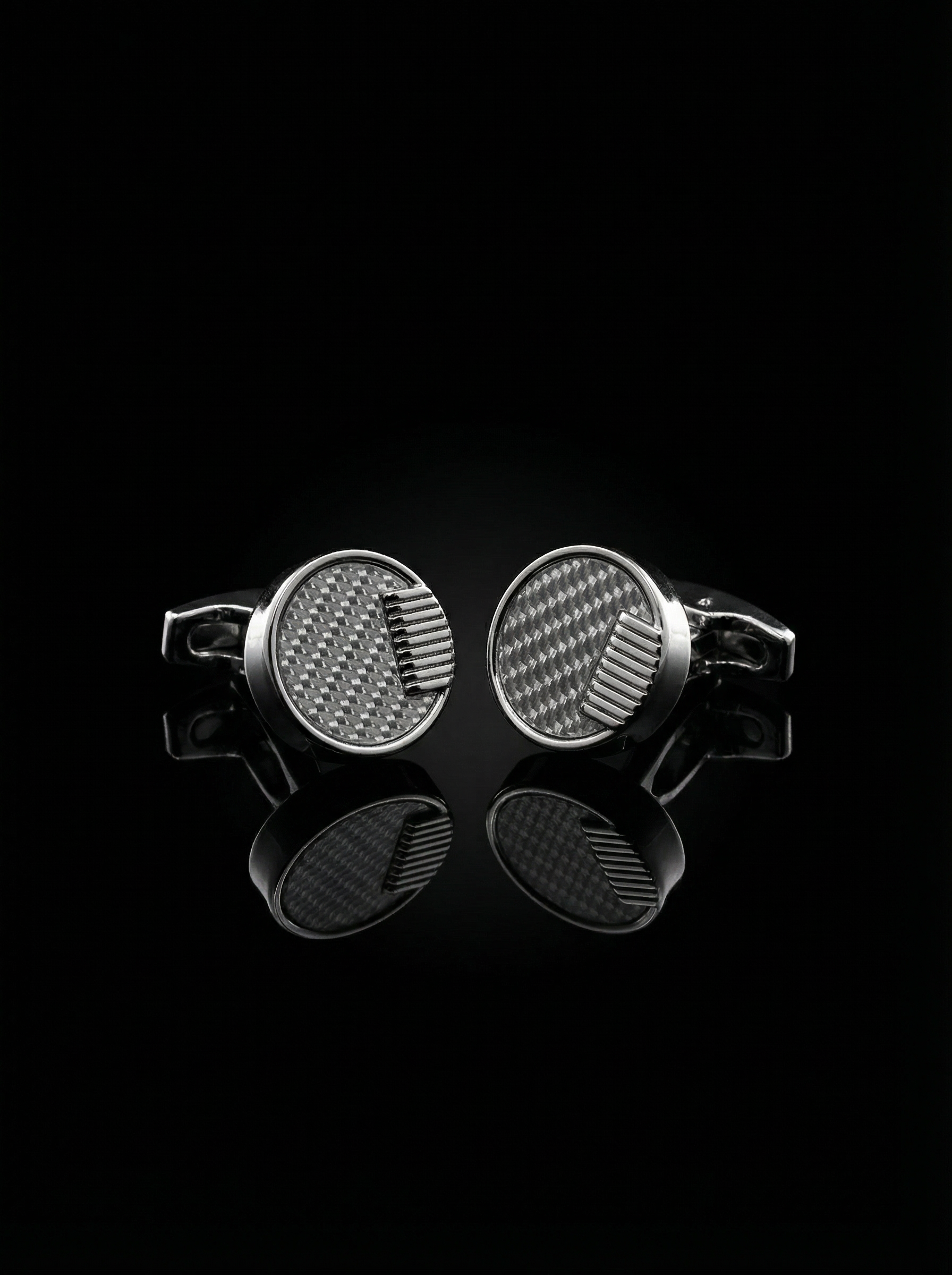 Silver Ribbed Cufflinks Tivaaro