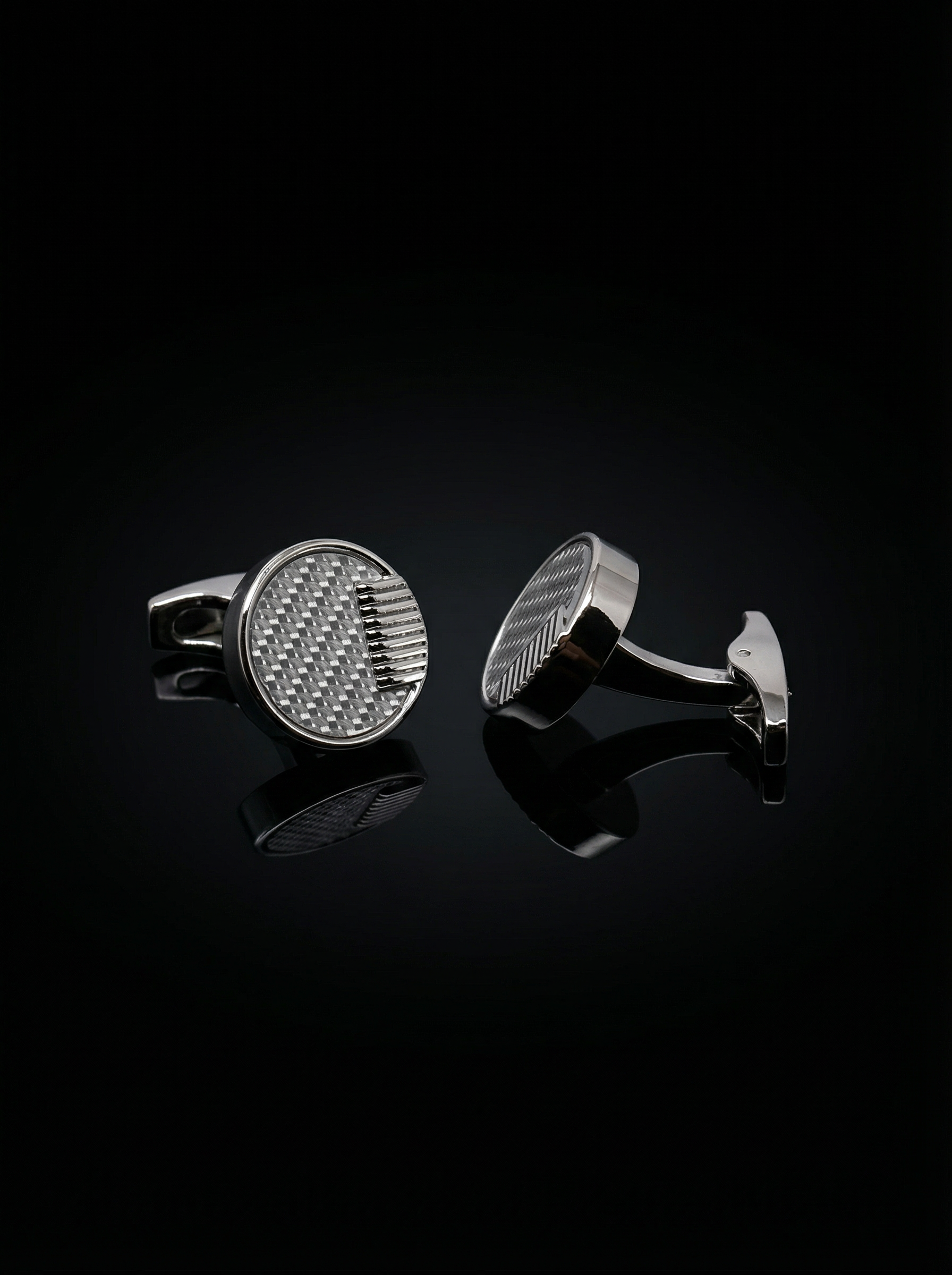 Silver Ribbed Cufflinks Tivaaro