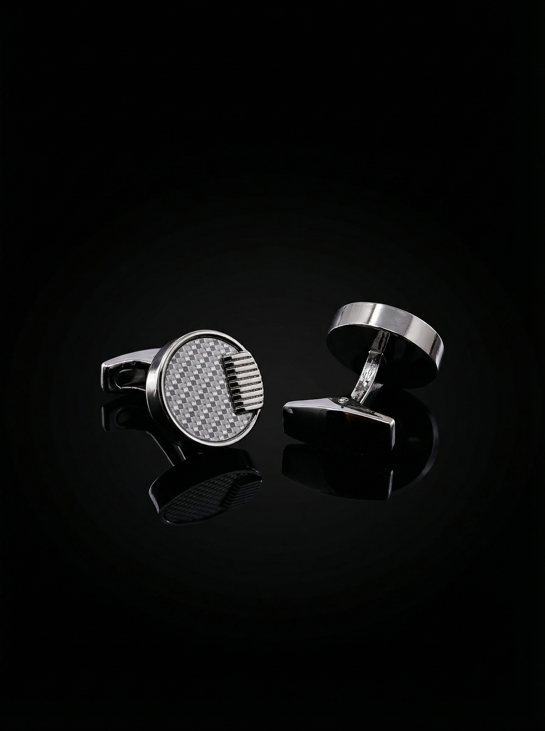 Silver Ribbed Cufflinks Tivaaro
