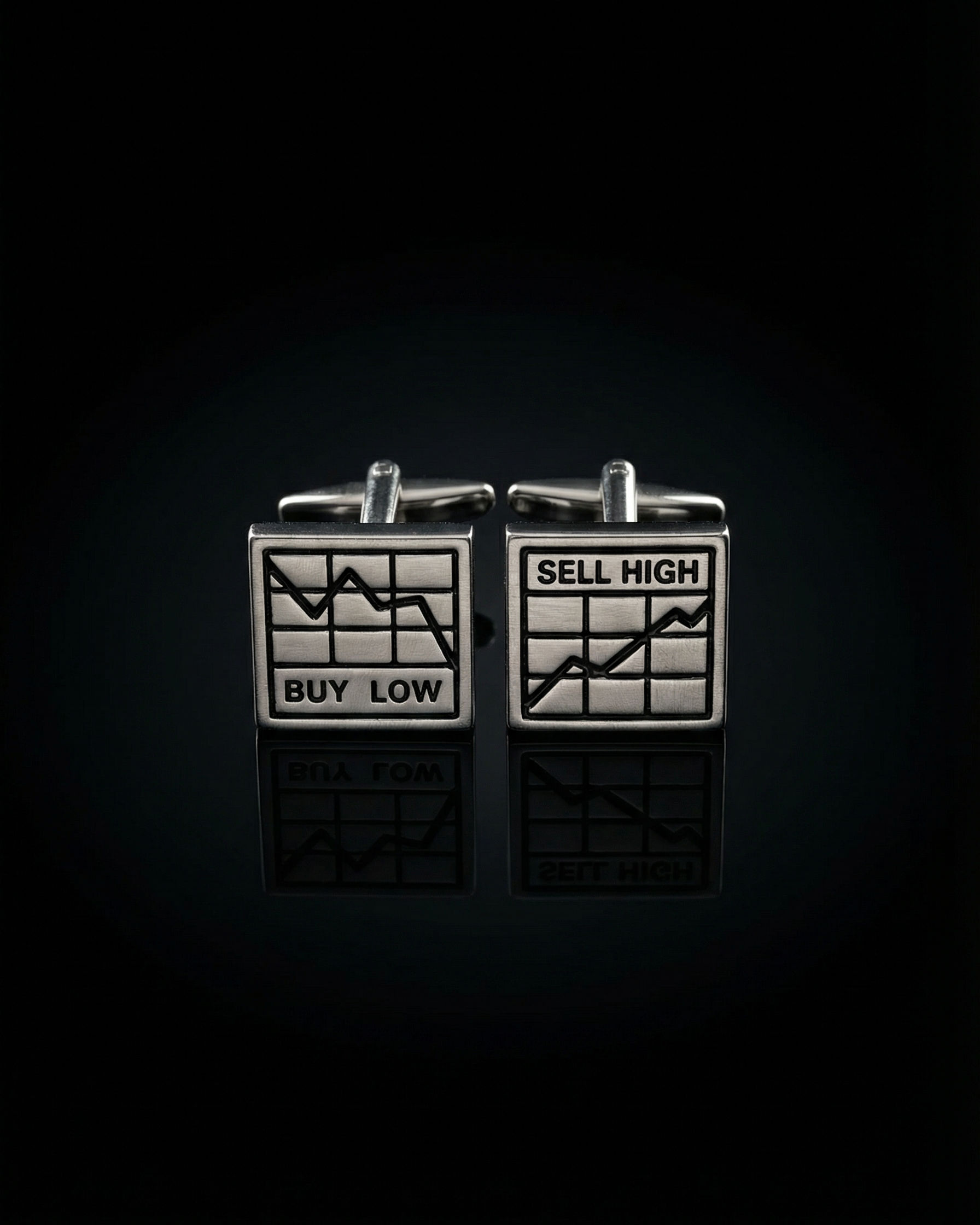 Silver-Tone Stock Market Cufflinks