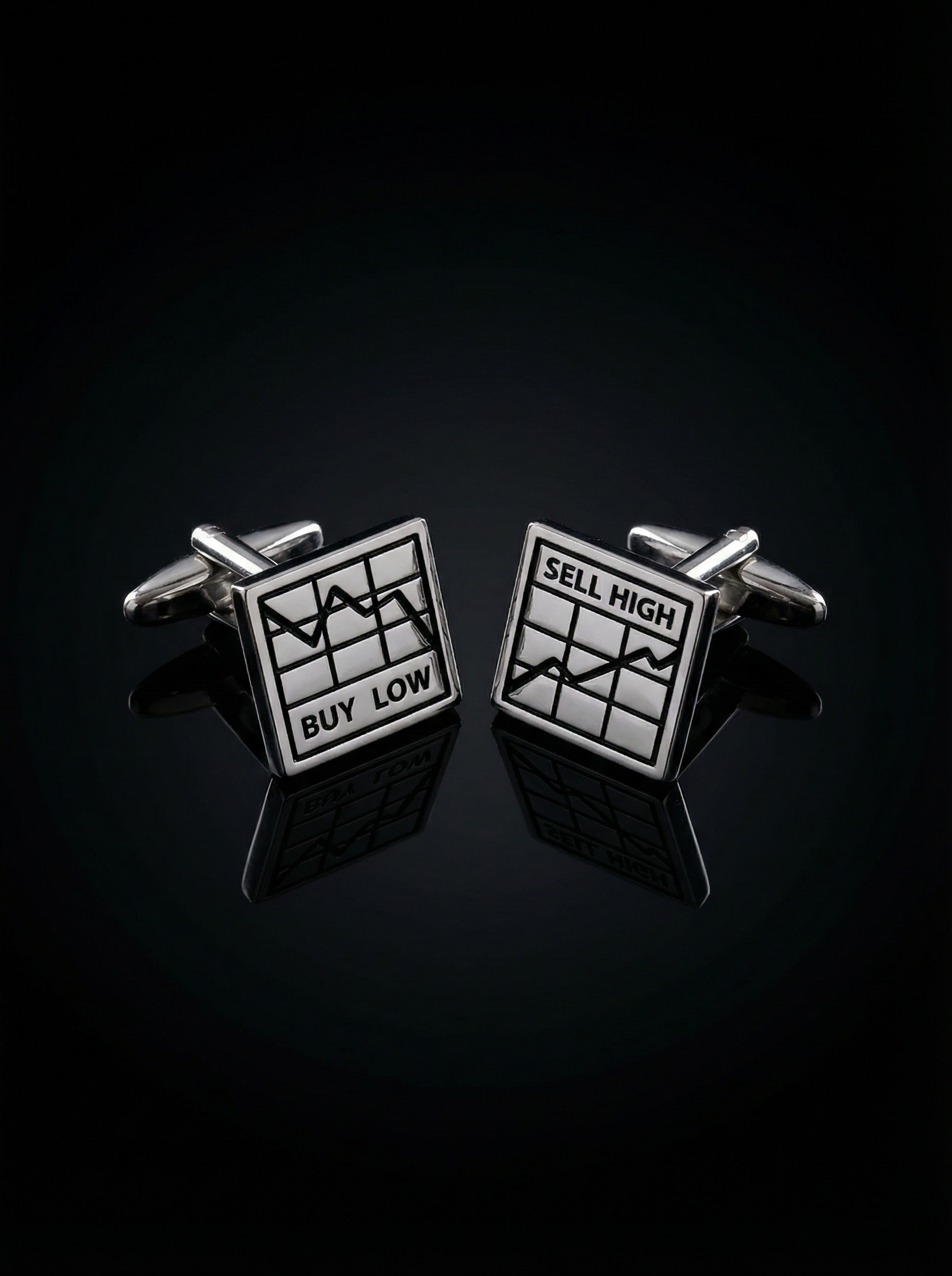 Silver Stock Market Cufflinks Tivaaro