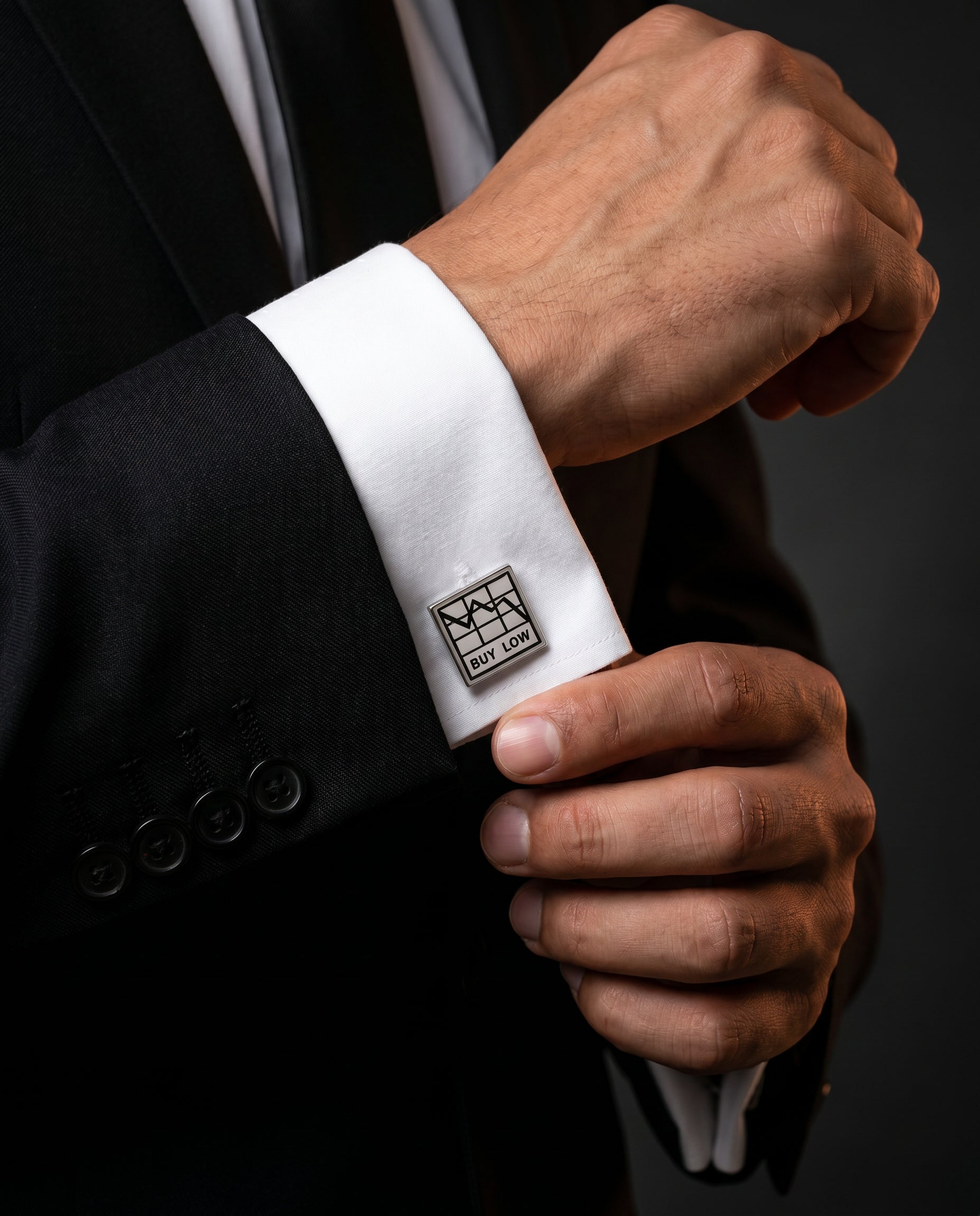 Silver-Tone Stock Market Cufflinks by Tivaaro
